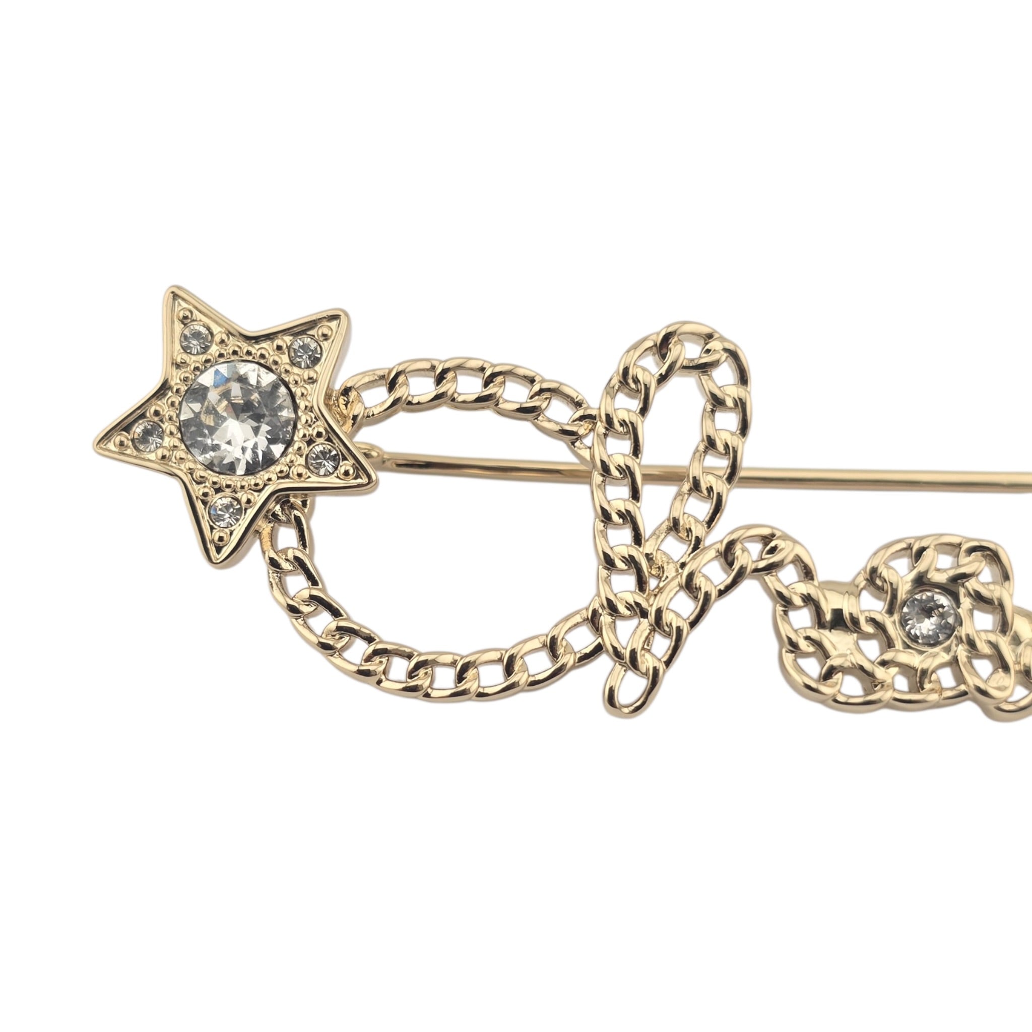 Chanel Letters Gold Crystal Brooch 2025 CHANEL