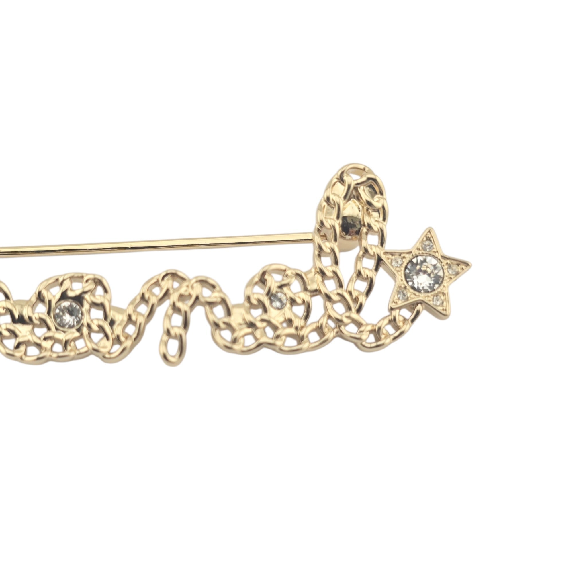 Chanel Letters Gold Crystal Brooch 2025 CHANEL