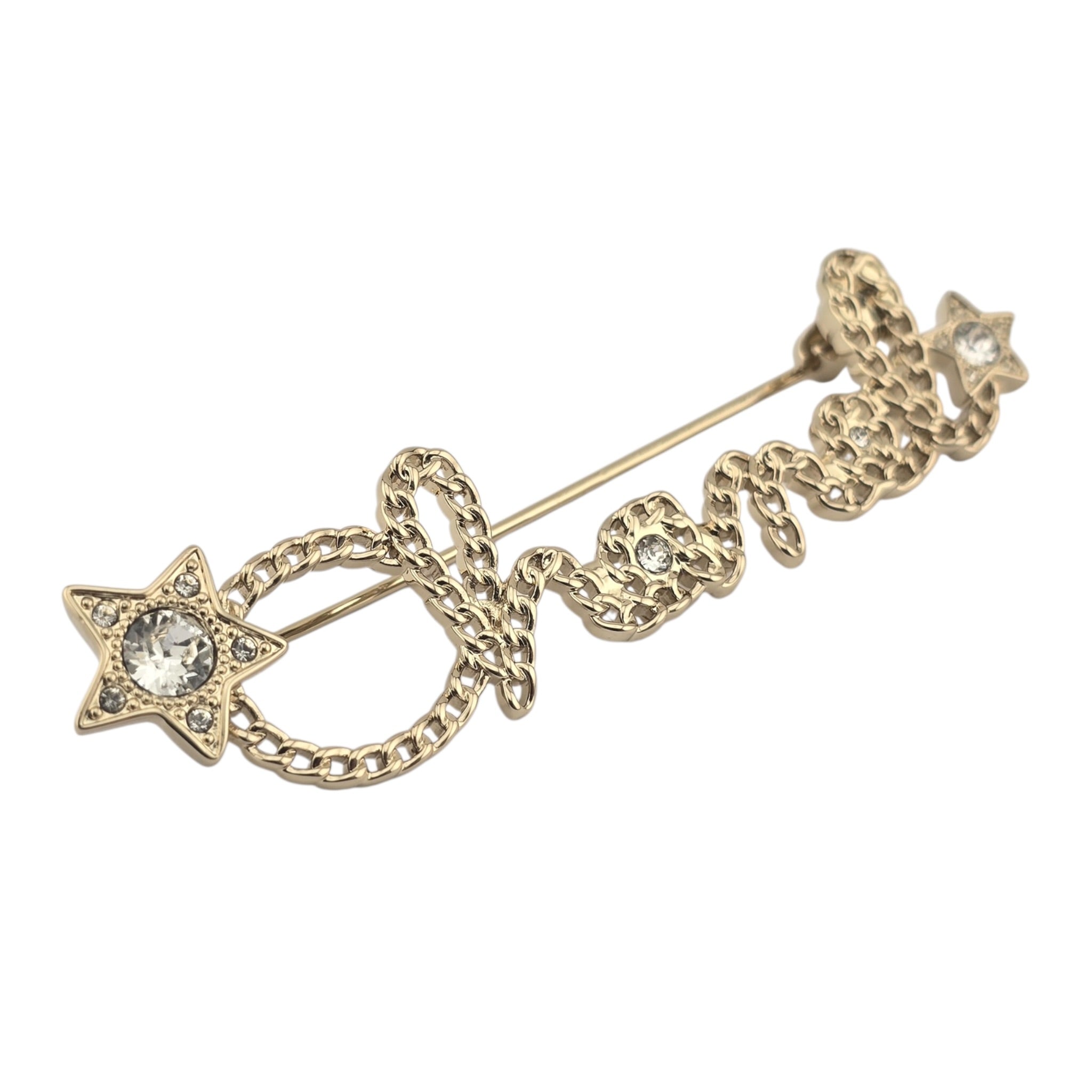 Chanel Letters Gold Crystal Brooch 2025 CHANEL