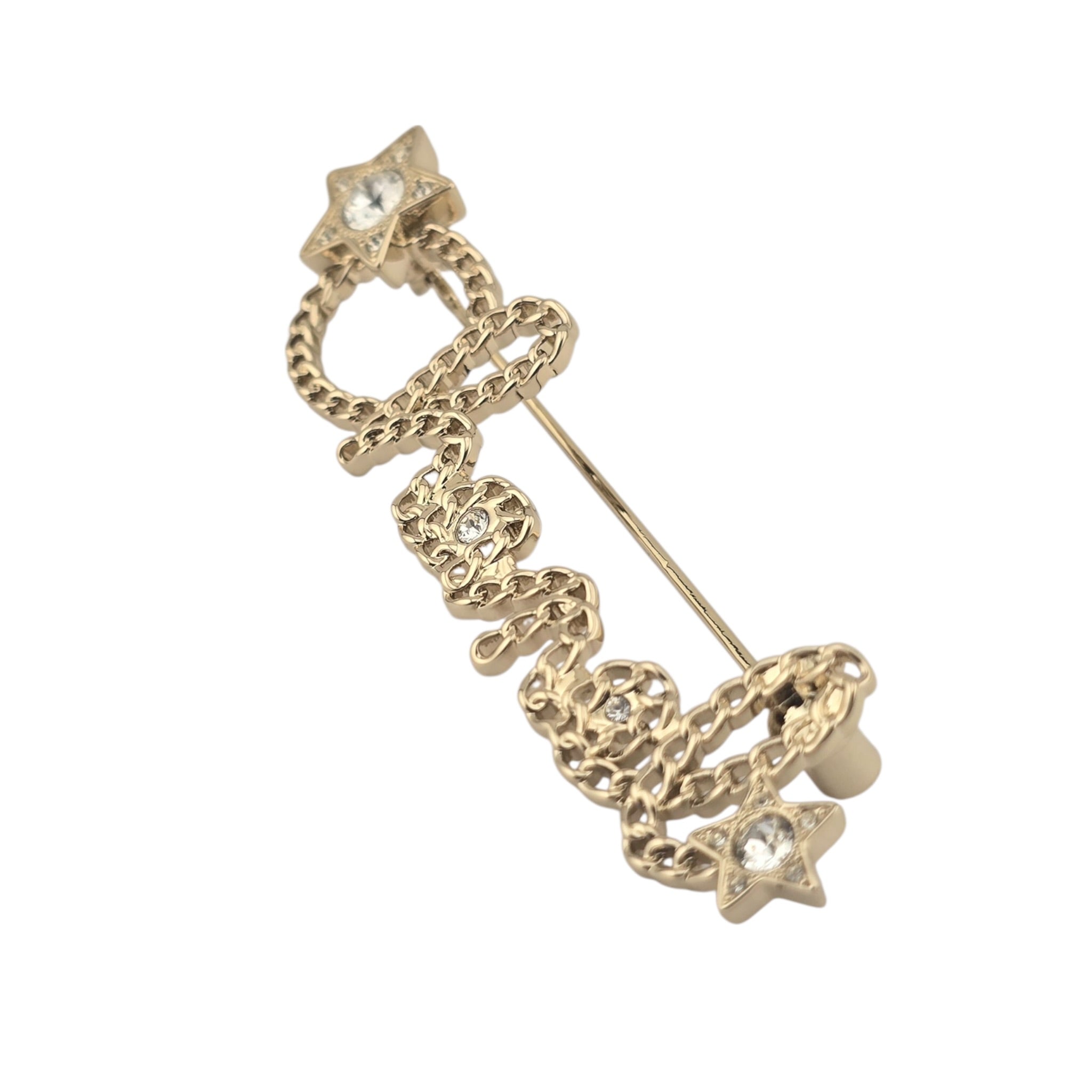 Chanel Letters Gold Crystal Brooch 2025 CHANEL