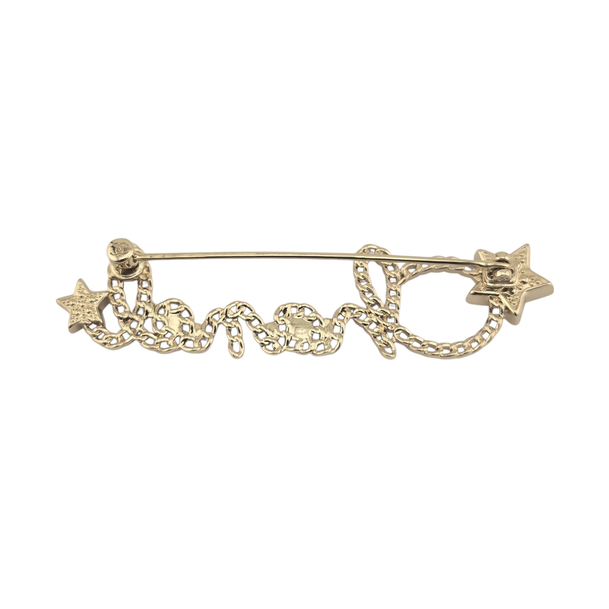 Chanel Letters Gold Crystal Brooch 2025 CHANEL