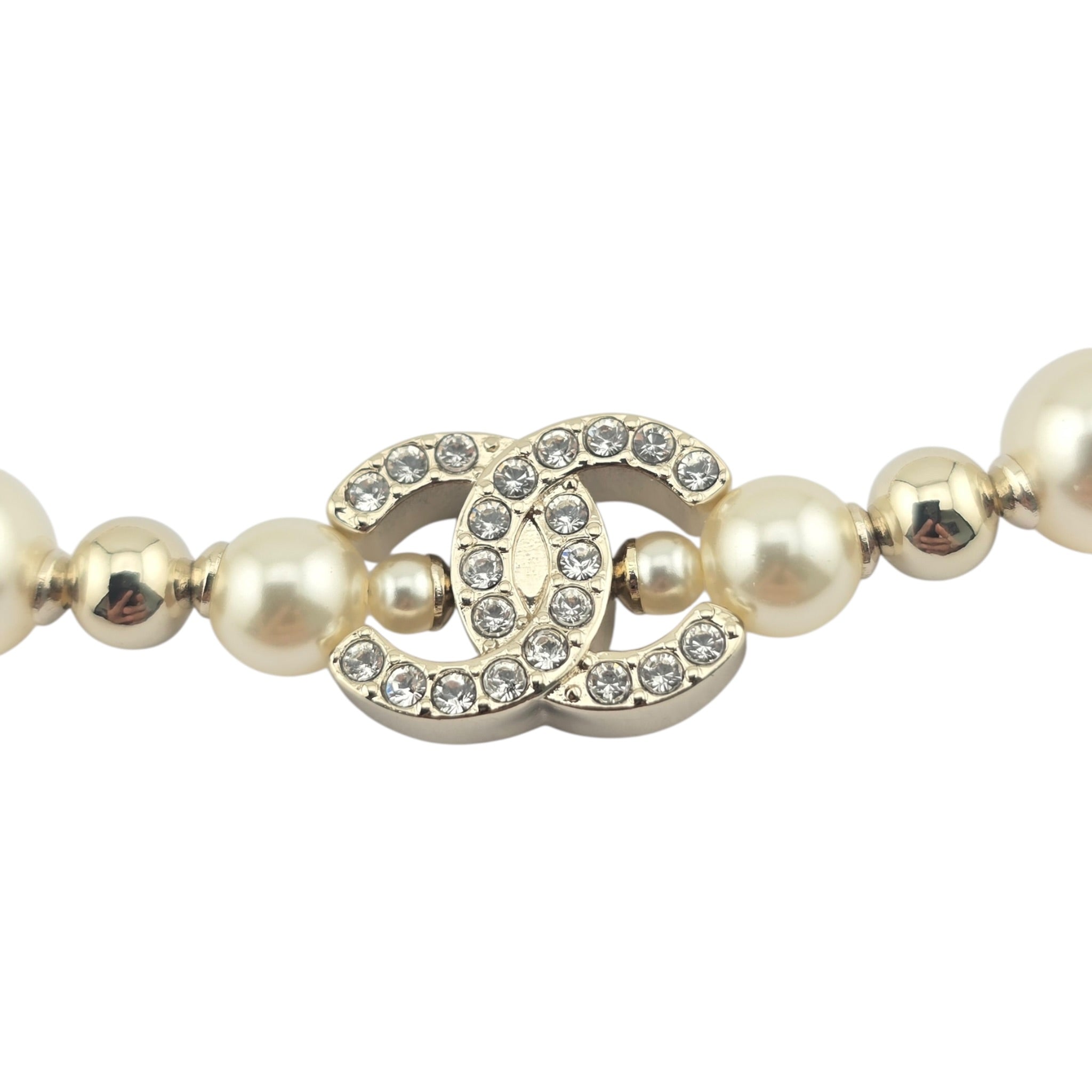 Chanel CC gold Faux Pearl Star Crystal Choker Necklace 2023 CHANEL