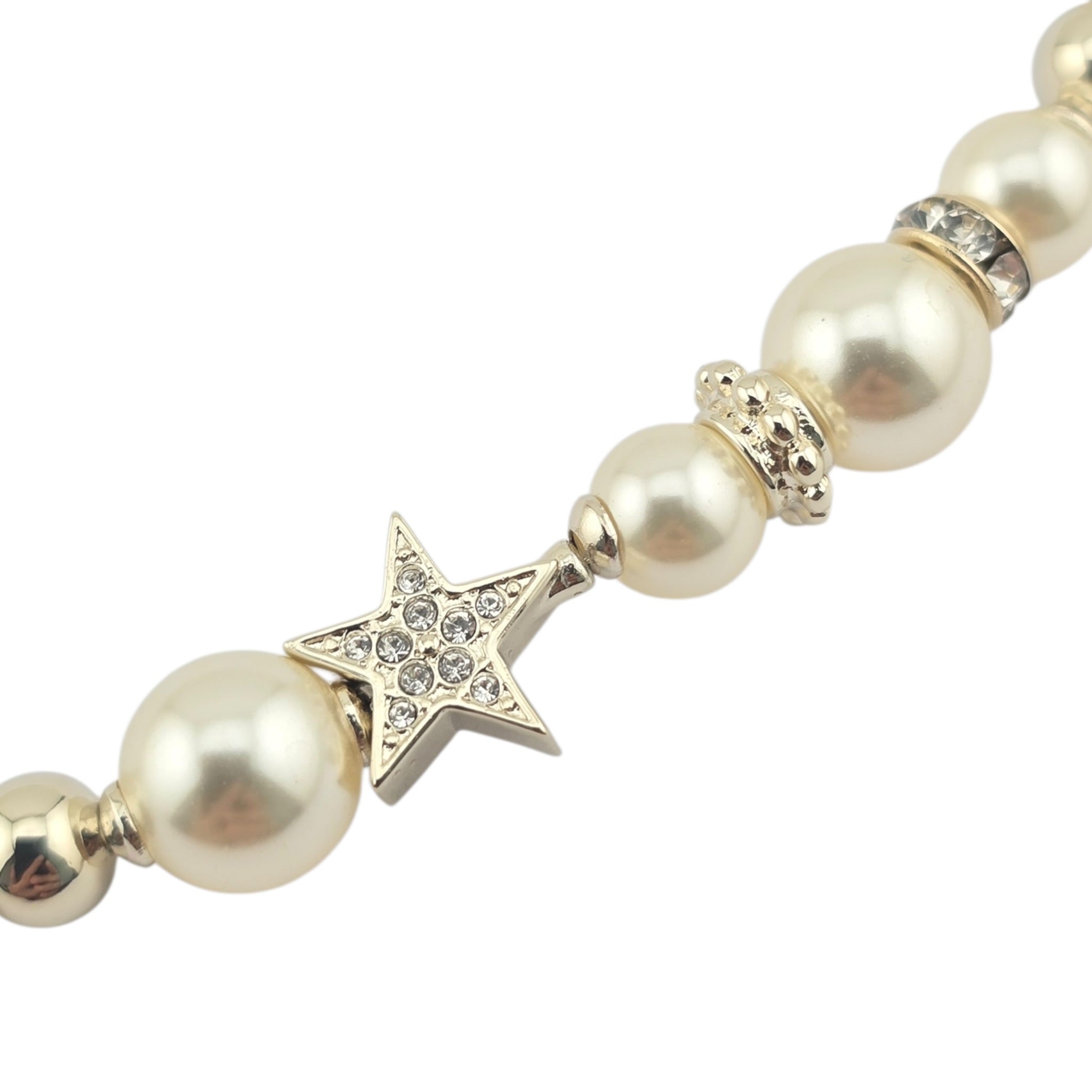 Chanel CC gold Faux Pearl Star Crystal Choker Necklace 2023 CHANEL