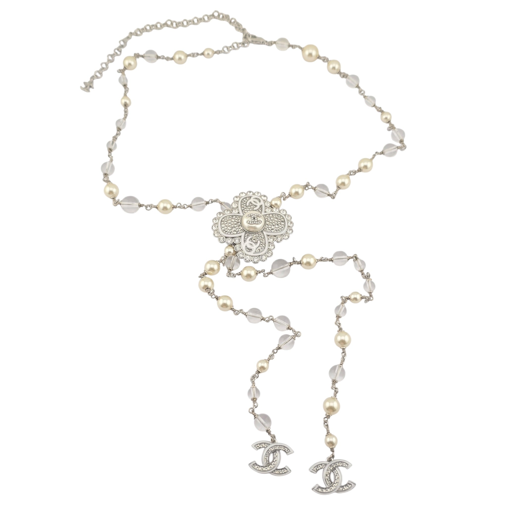 Chanel CC Silver Large Pendant Necklace 25C CHANEL