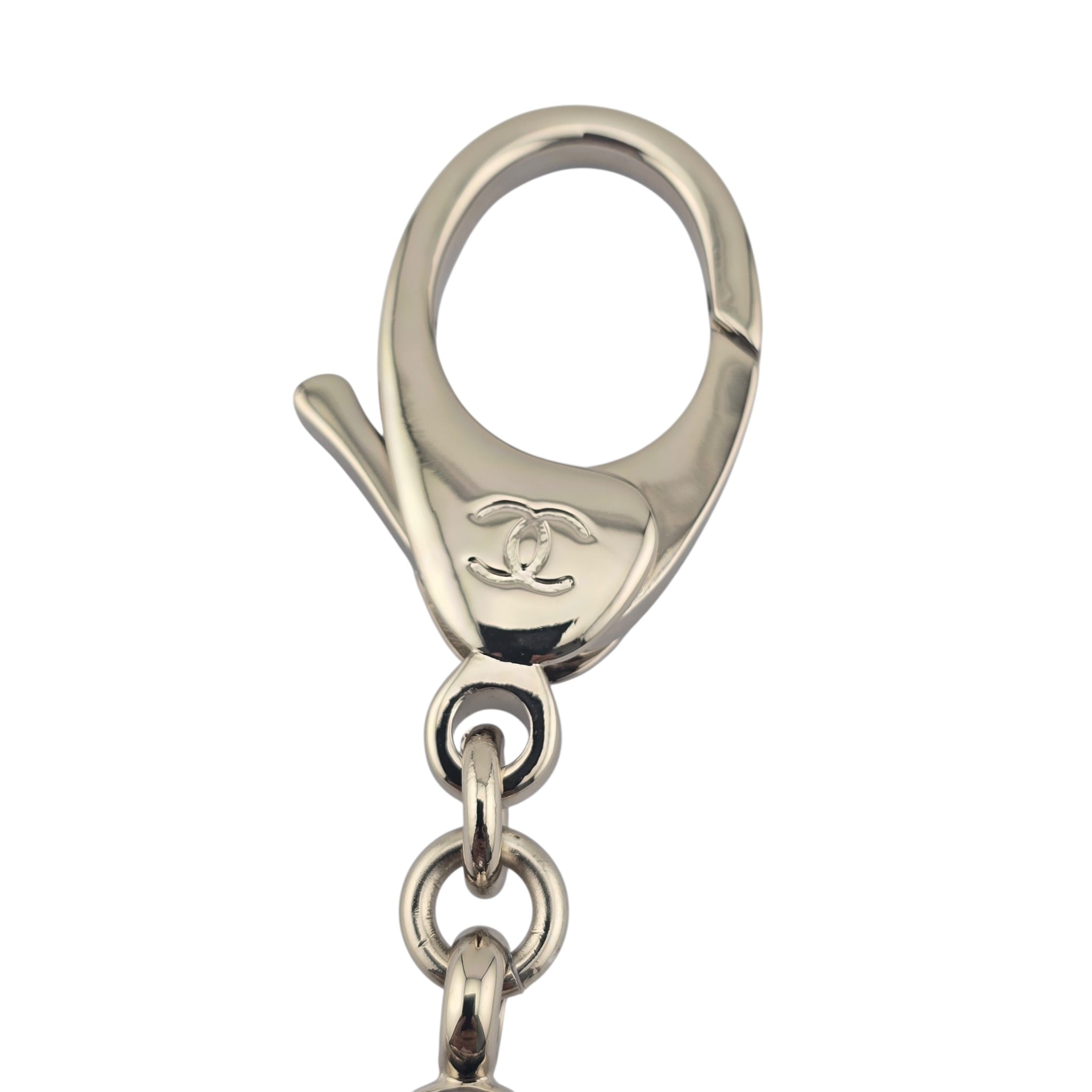 Chanel CC Black Enamel Camellia Keychain Bag Charm 2025 CHANEL