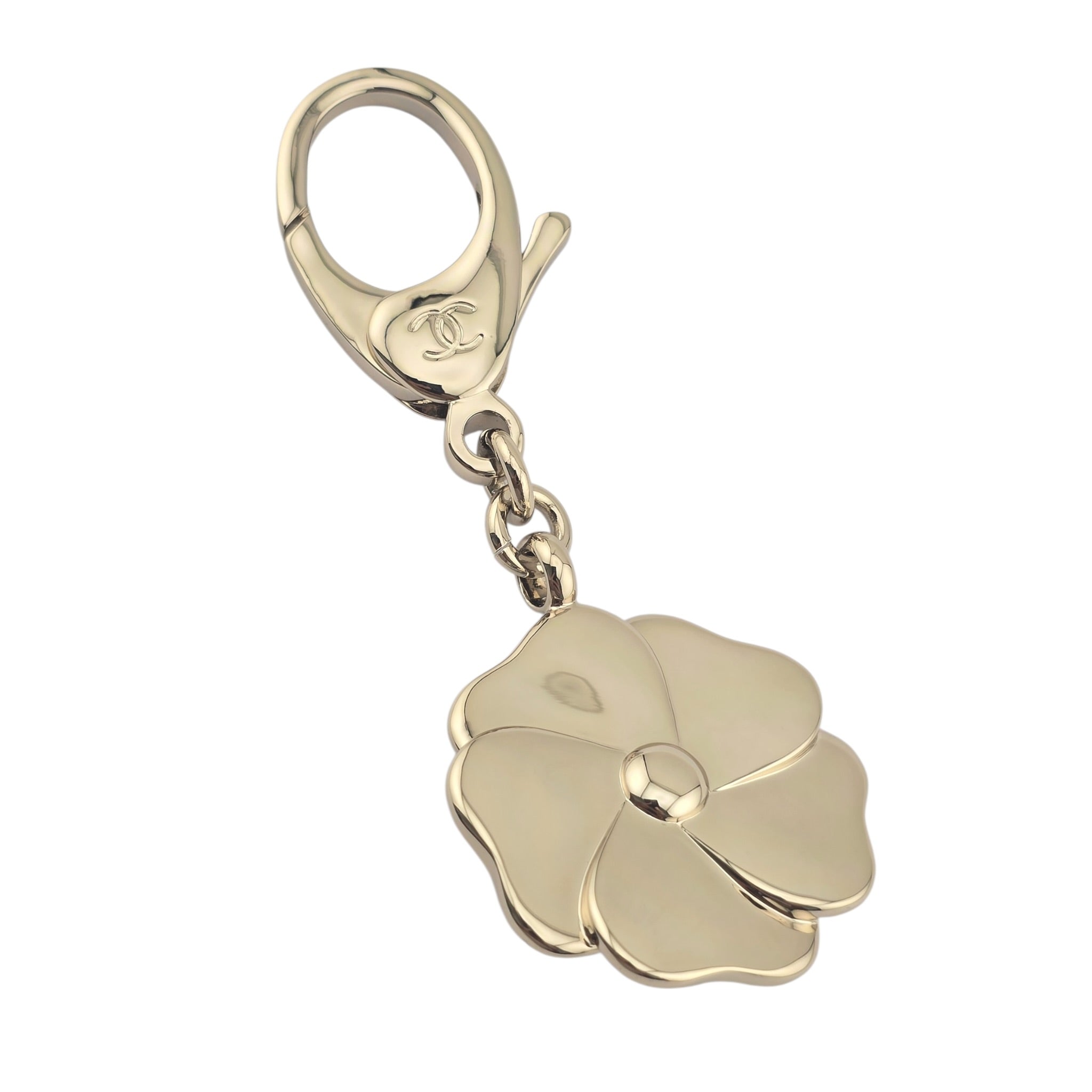 Chanel CC Black Enamel Camellia Keychain Bag Charm 2025 CHANEL