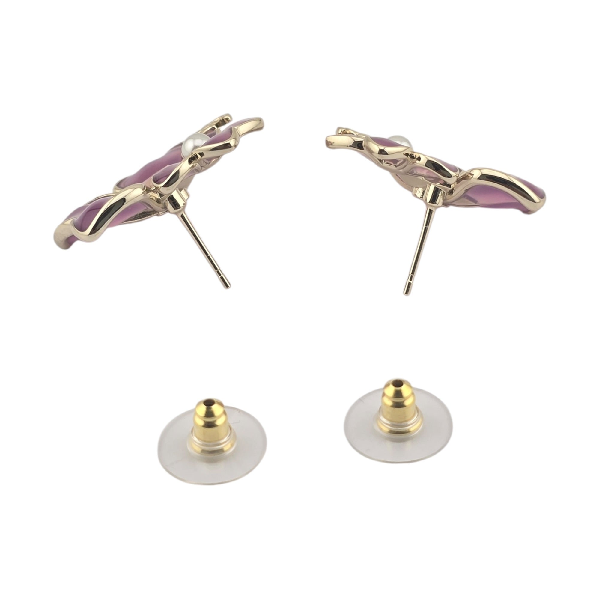 Chanel CC Pink Crystal Stud Flower Earrings 2026 CHANEL