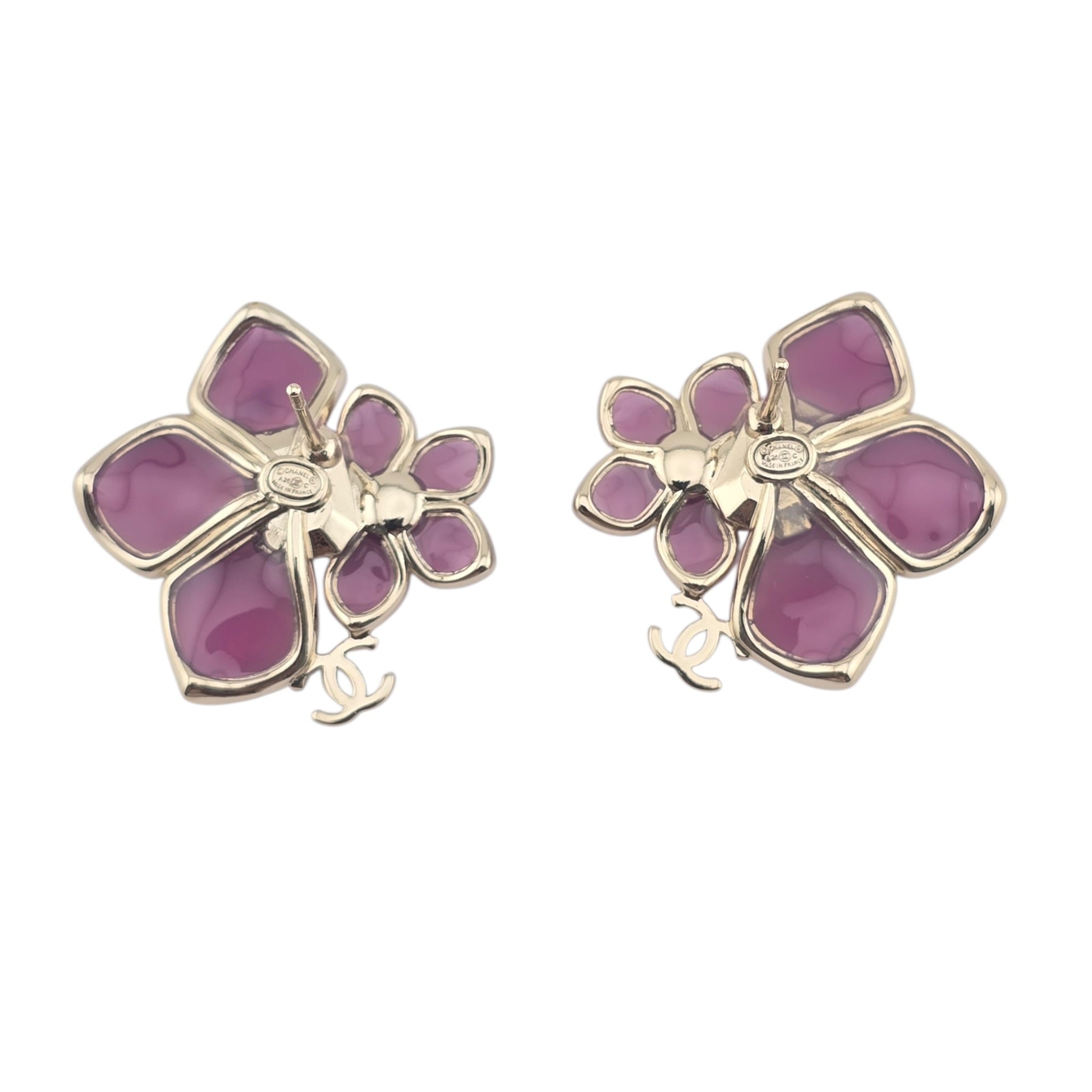 Chanel CC Pink Crystal Stud Flower Earrings 2026 CHANEL