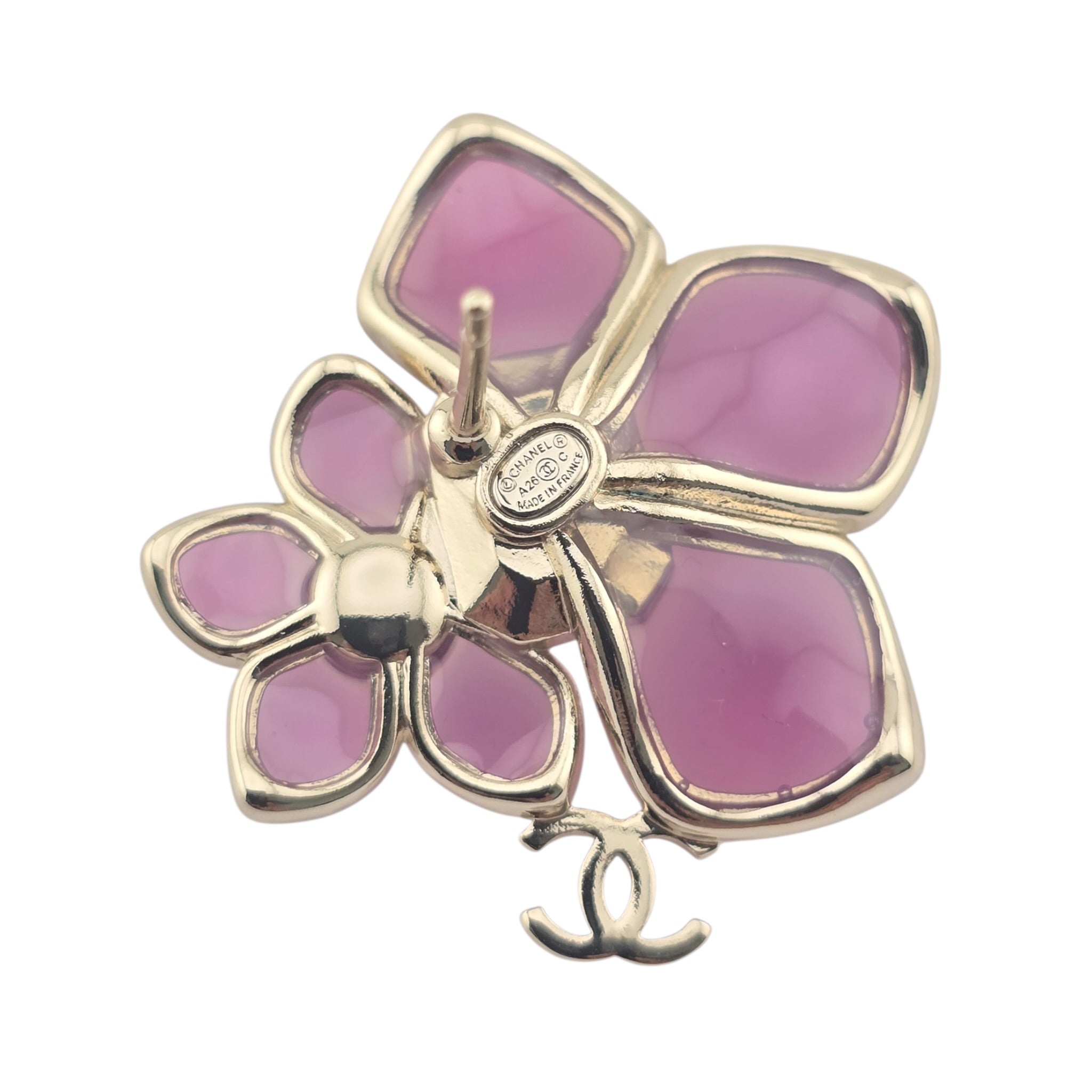 Chanel CC Pink Crystal Stud Flower Earrings 2026 CHANEL