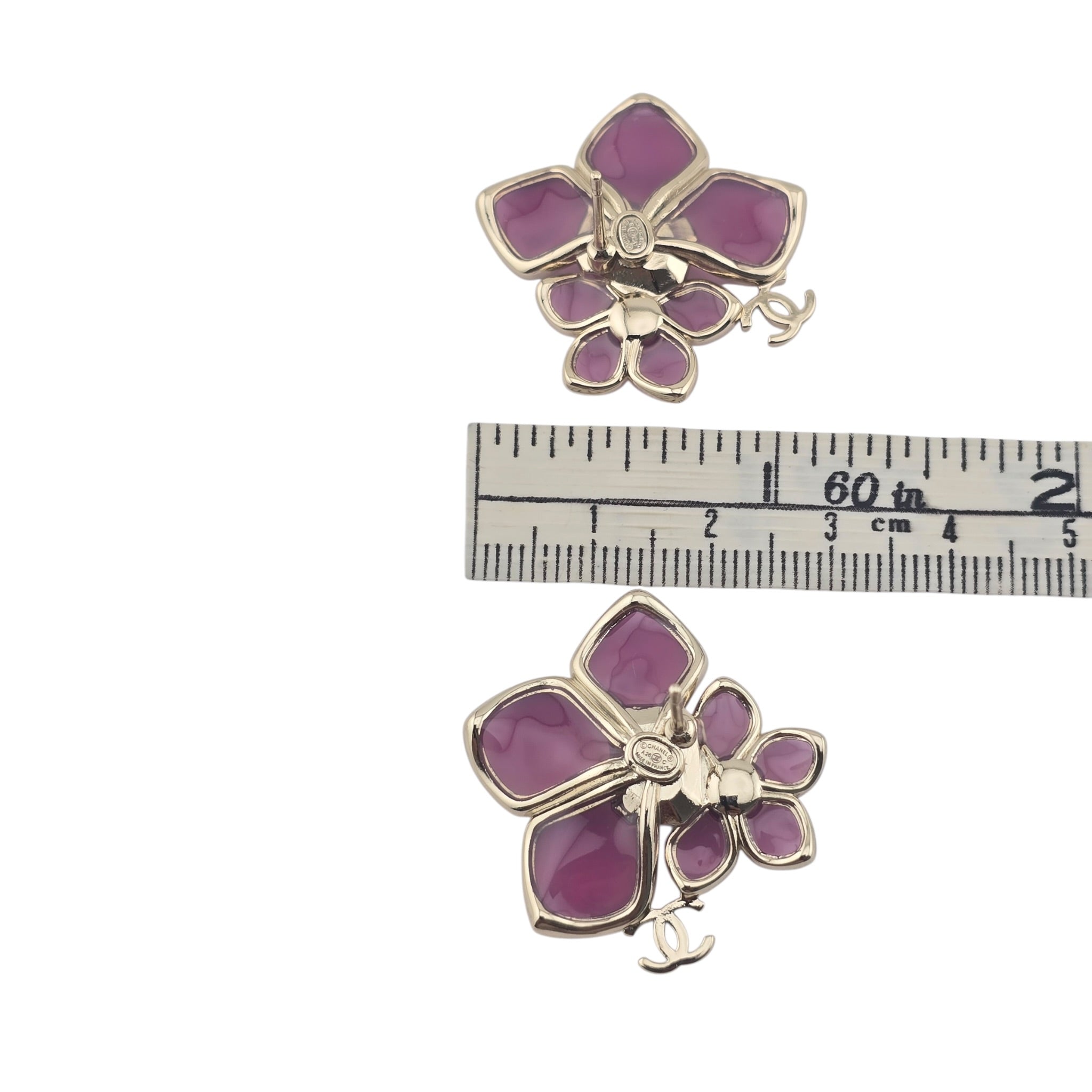 Chanel CC Pink Crystal Stud Flower Earrings 2026 CHANEL
