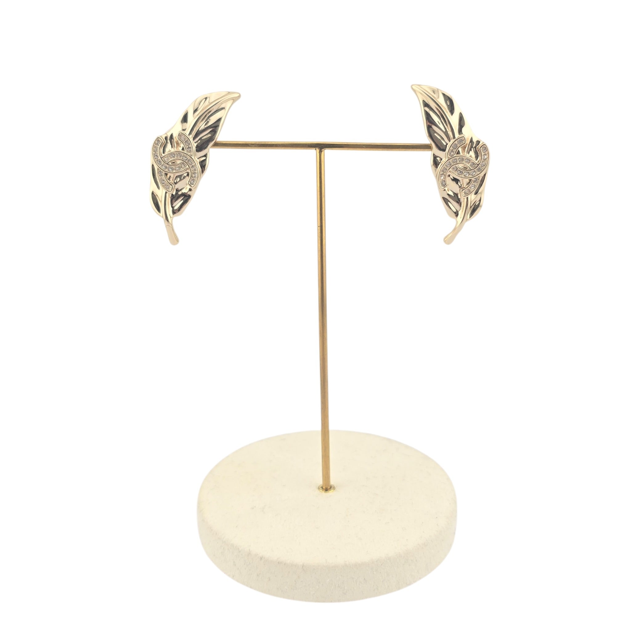 Chanel CC Gold Leaf Earrings 2026 CHANEL