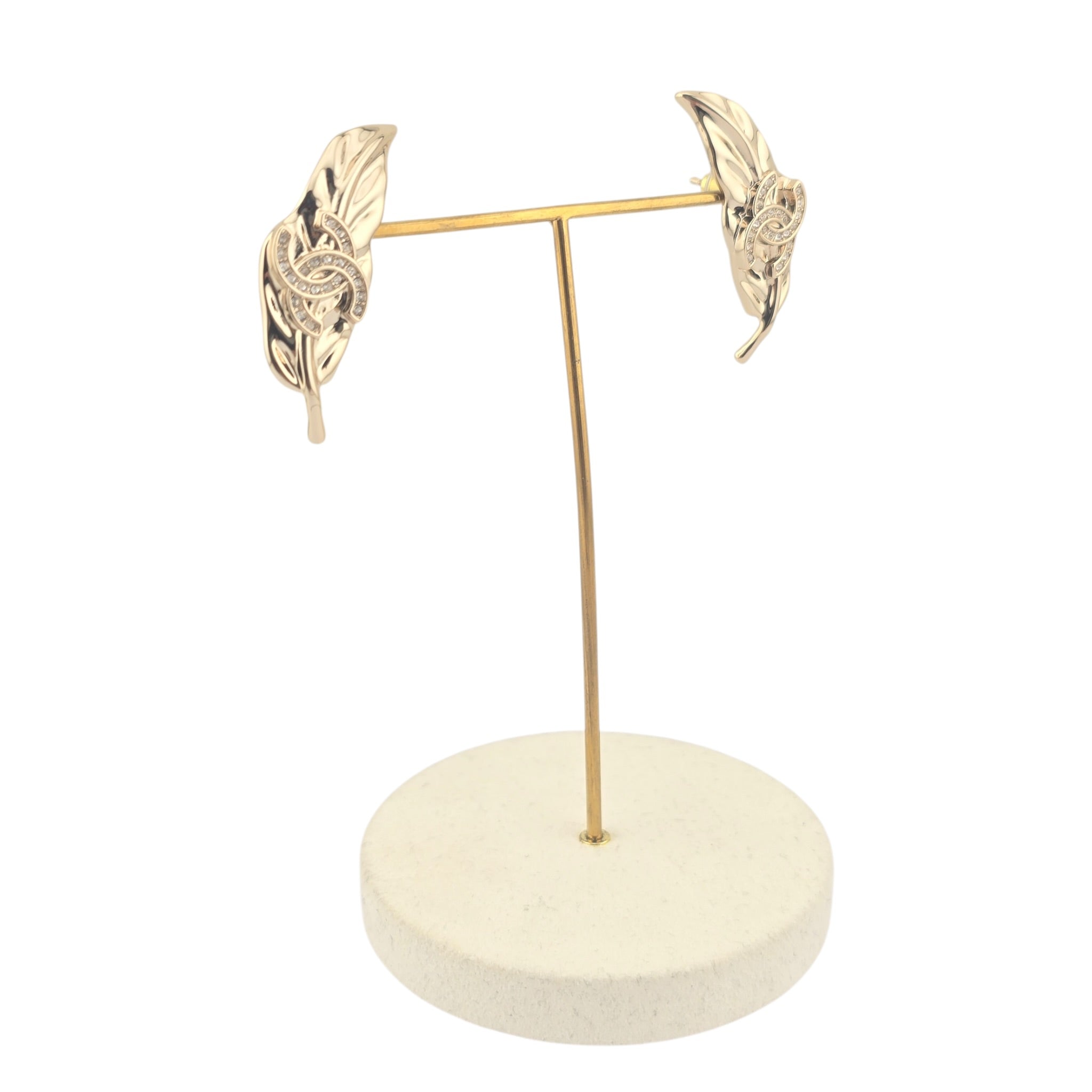 Chanel CC Gold Leaf Earrings 2026 CHANEL