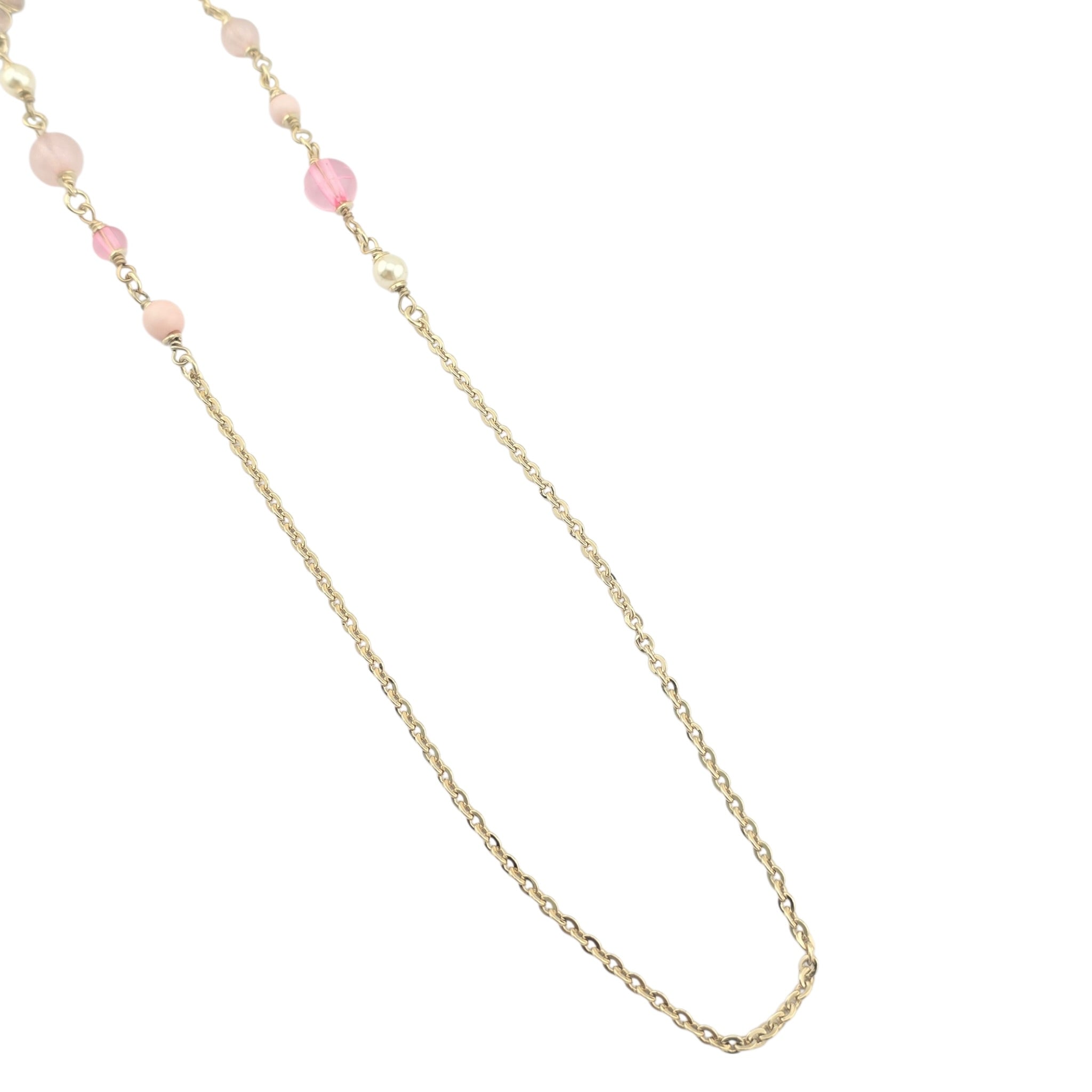 Chanel CC Pink Camellia Flower Resin Denim Long Necklace 2026 CHANEL