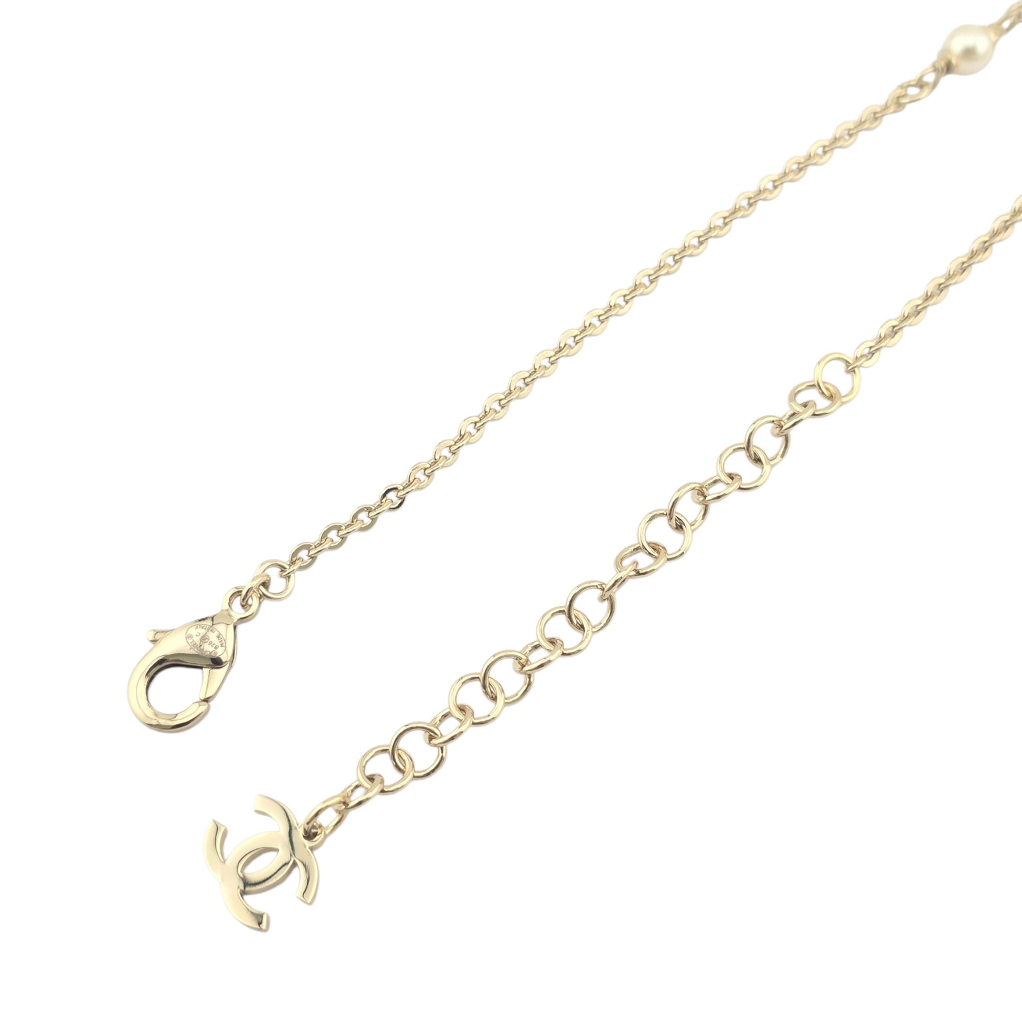 Chanel CC Pink Camellia Flower Resin Denim Long Necklace 2026 CHANEL