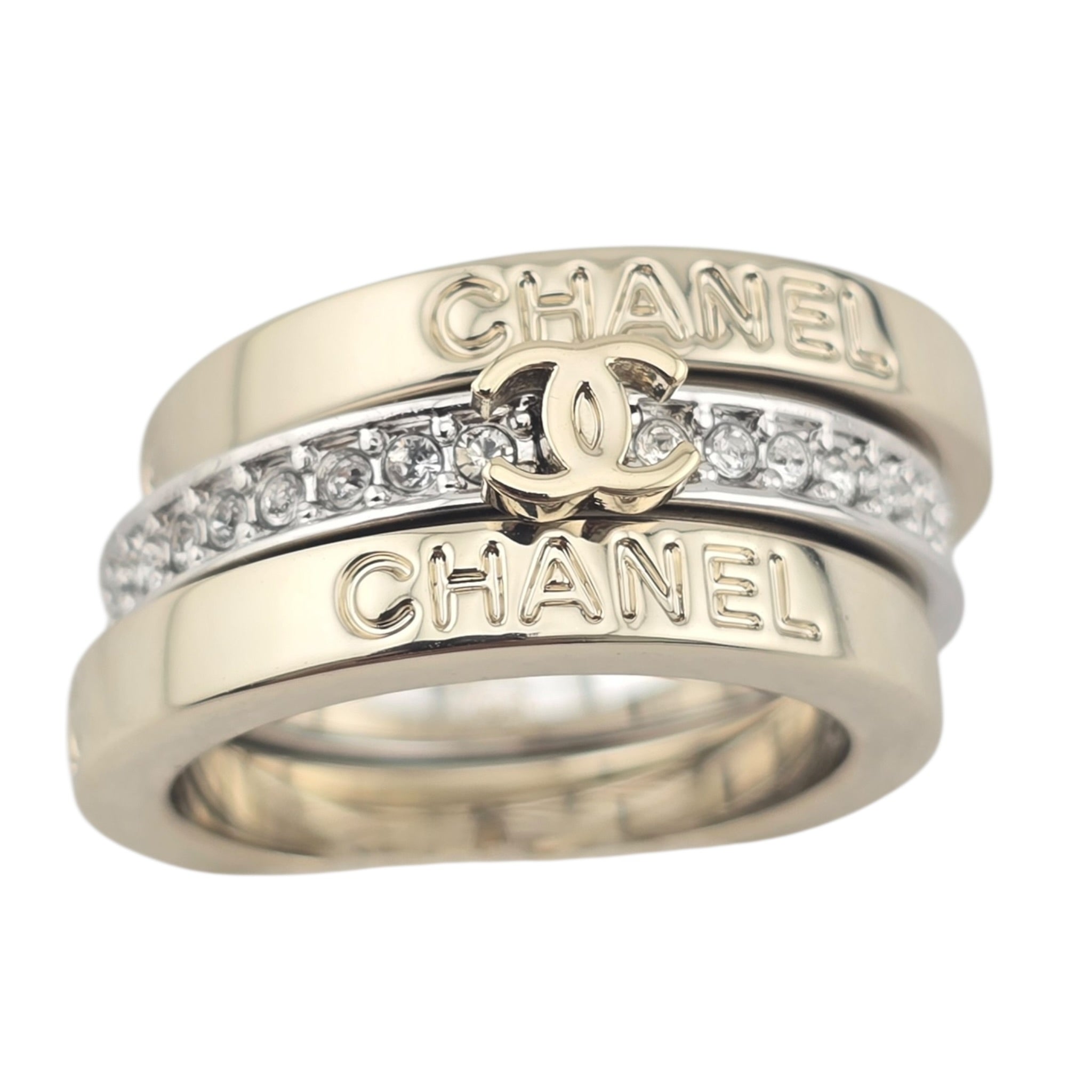 Chanel CC 3 Piece Ring Gold Silver CHANEL