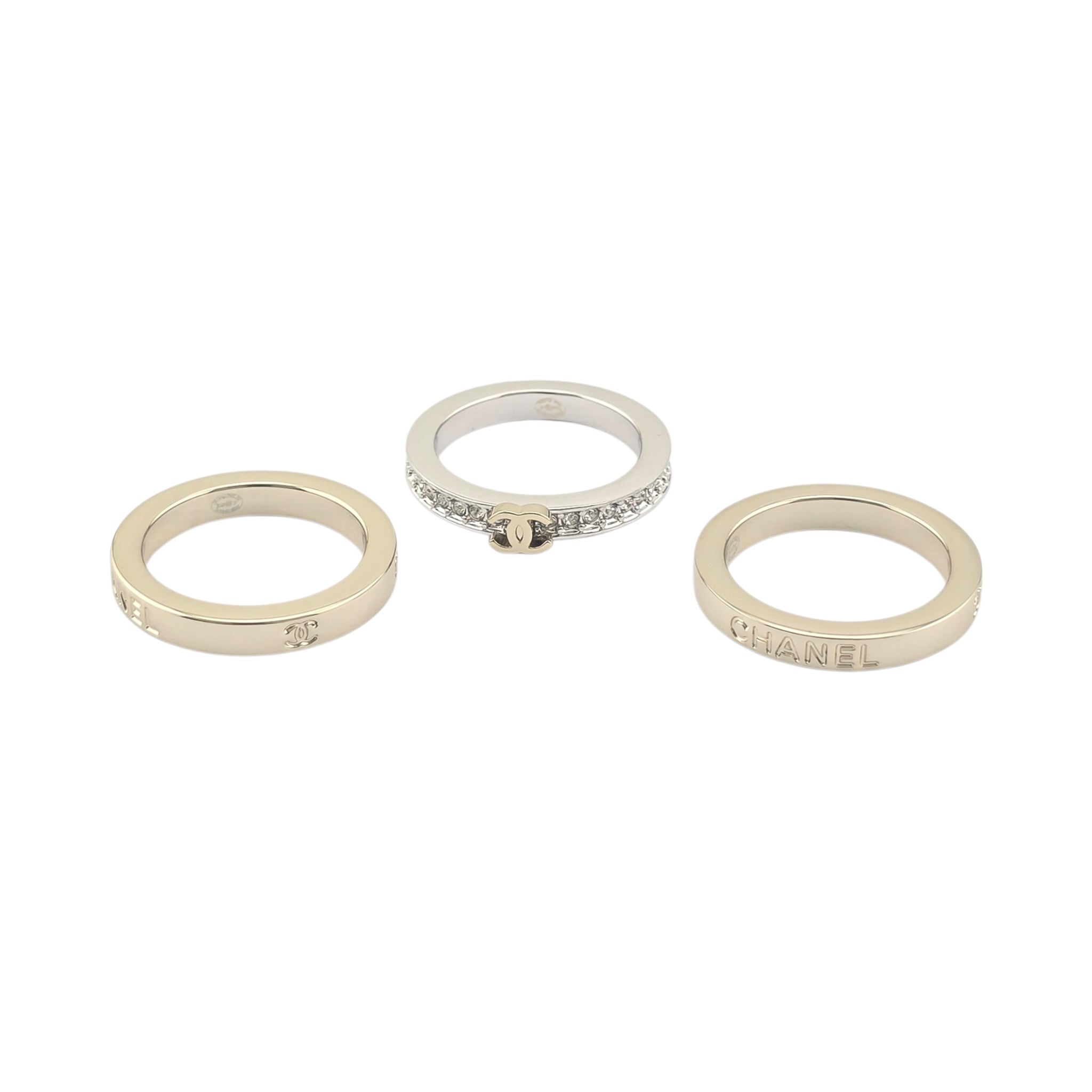 Chanel CC 3 Piece Ring Gold Silver CHANEL