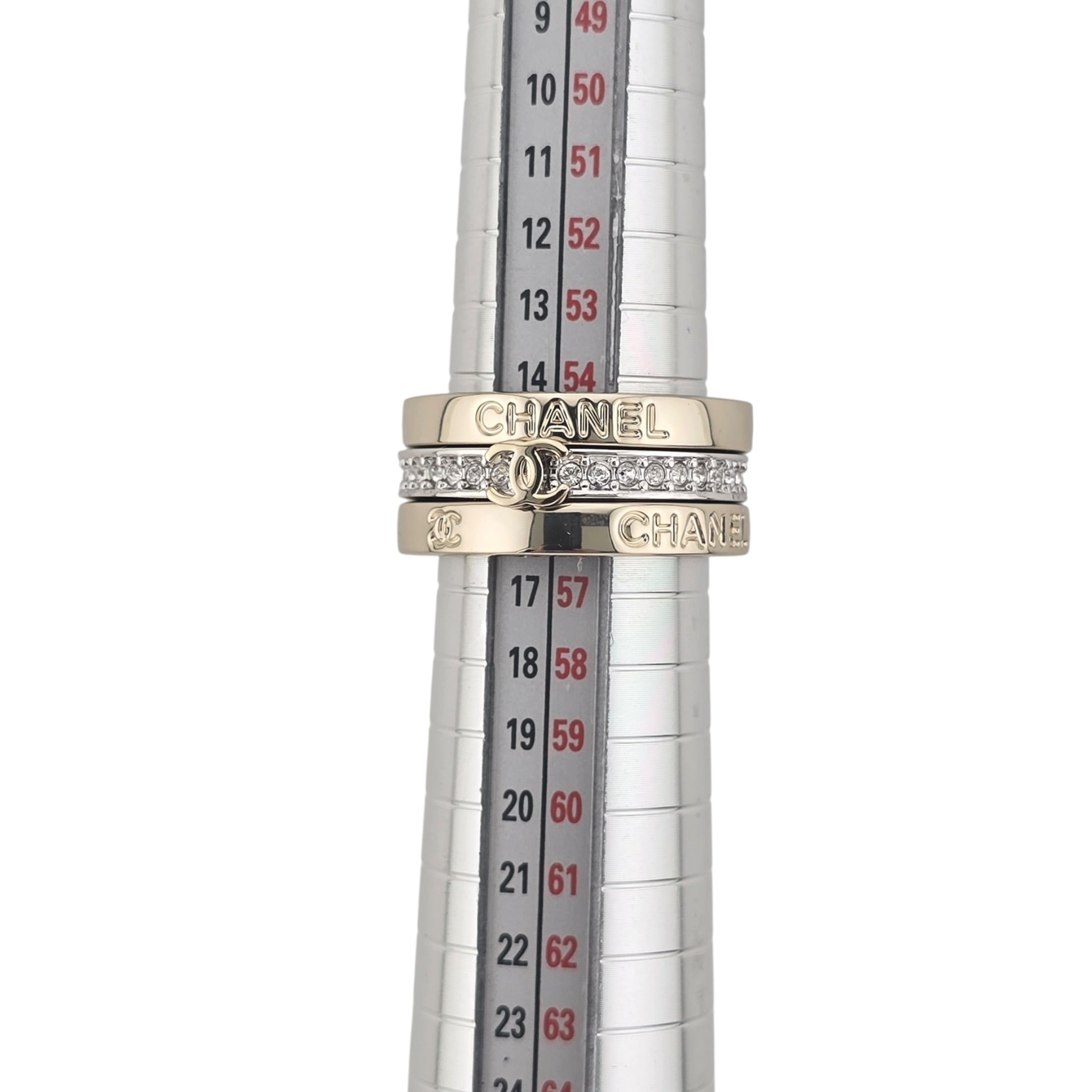 Chanel CC 3 Piece Ring Gold Silver CHANEL