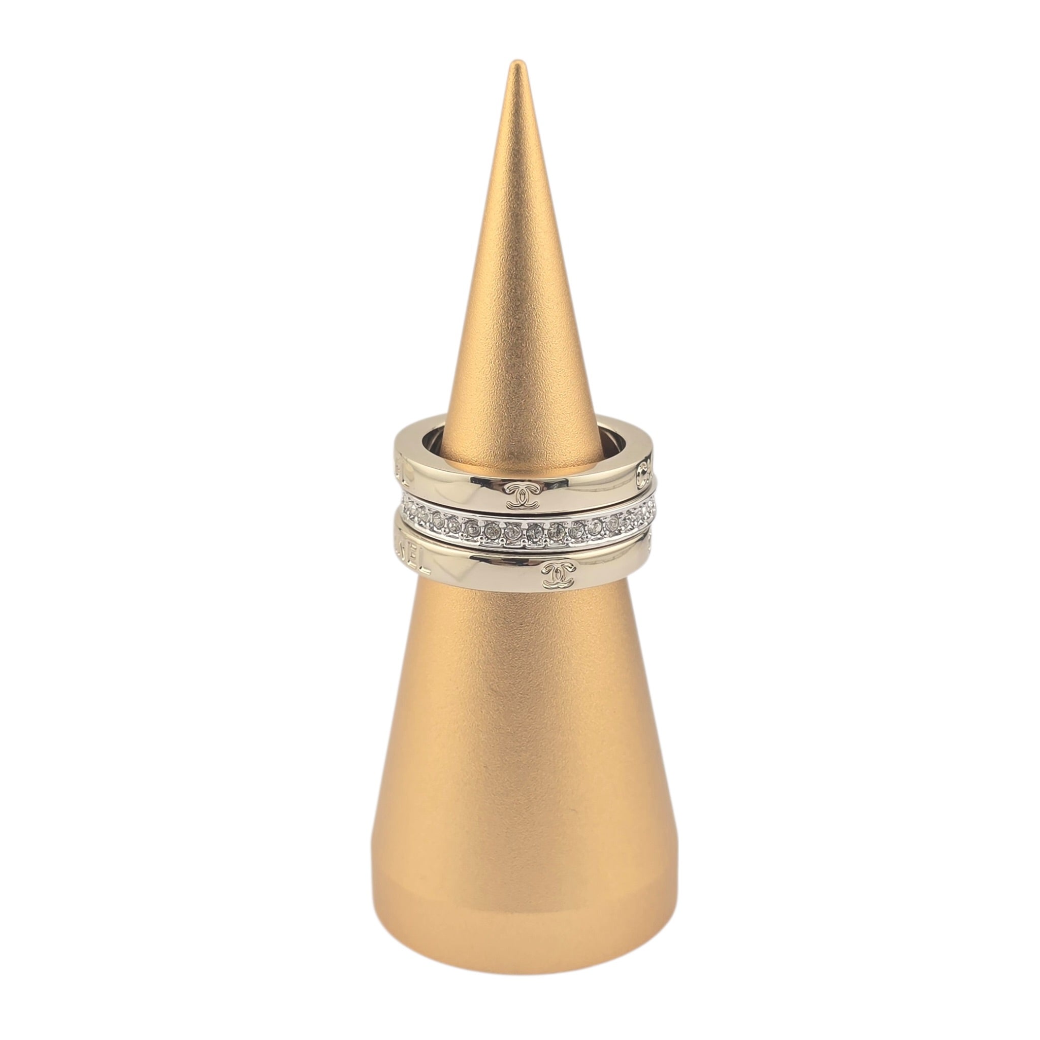 Chanel CC 3 Piece Ring Gold Silver CHANEL