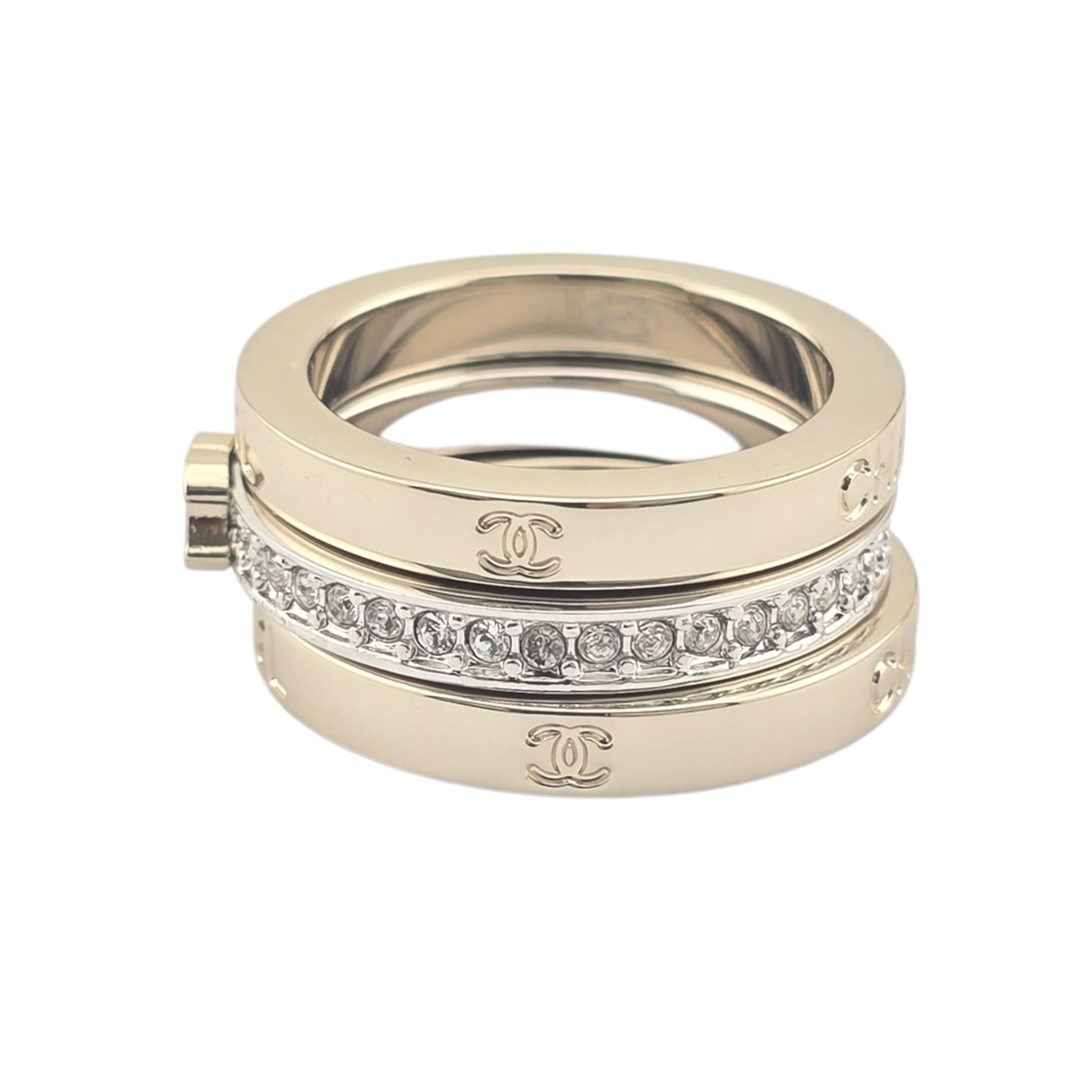 Chanel CC 3 Piece Ring Gold Silver CHANEL
