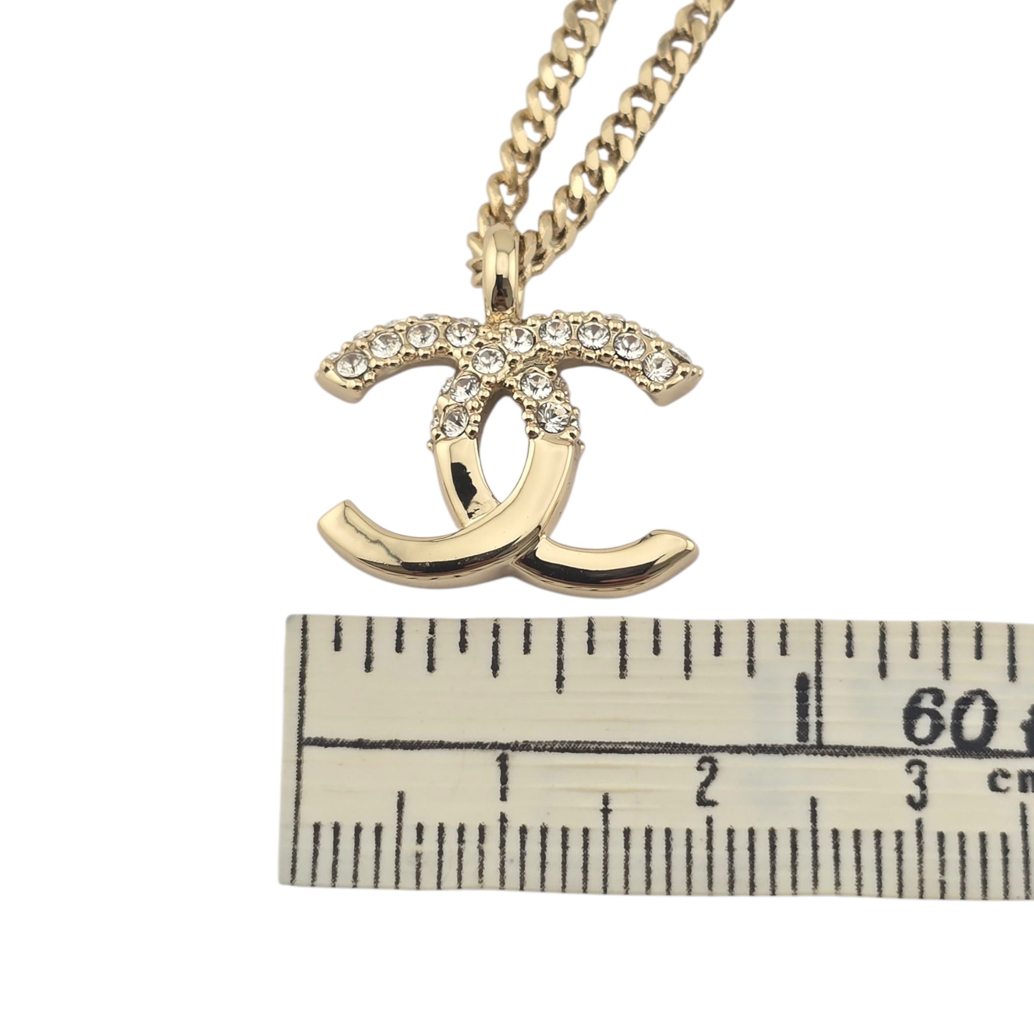 Chanel CC Crystal Pendant Gold Necklace 2022 CHANEL