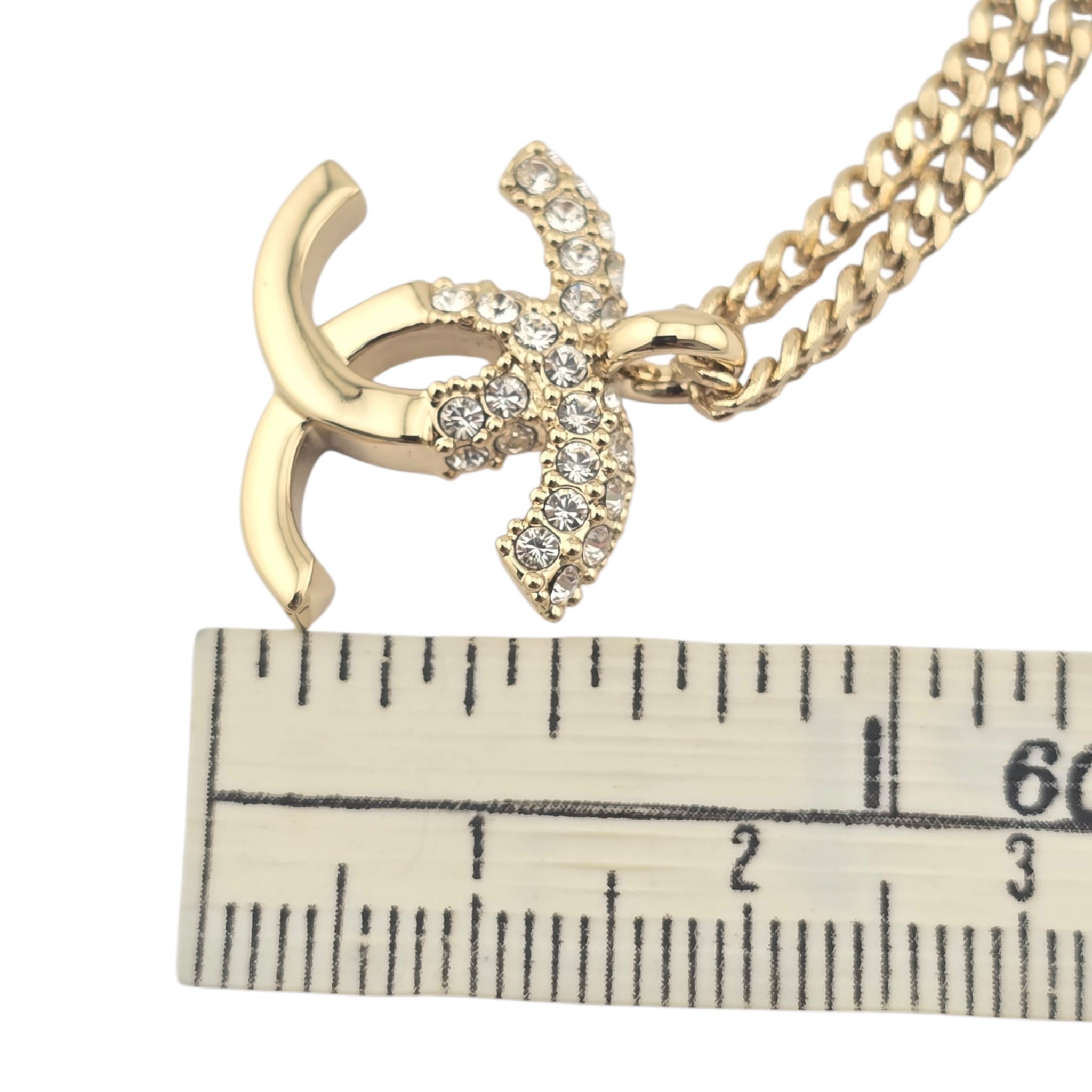 Chanel CC Crystal Pendant Gold Necklace 2022 CHANEL