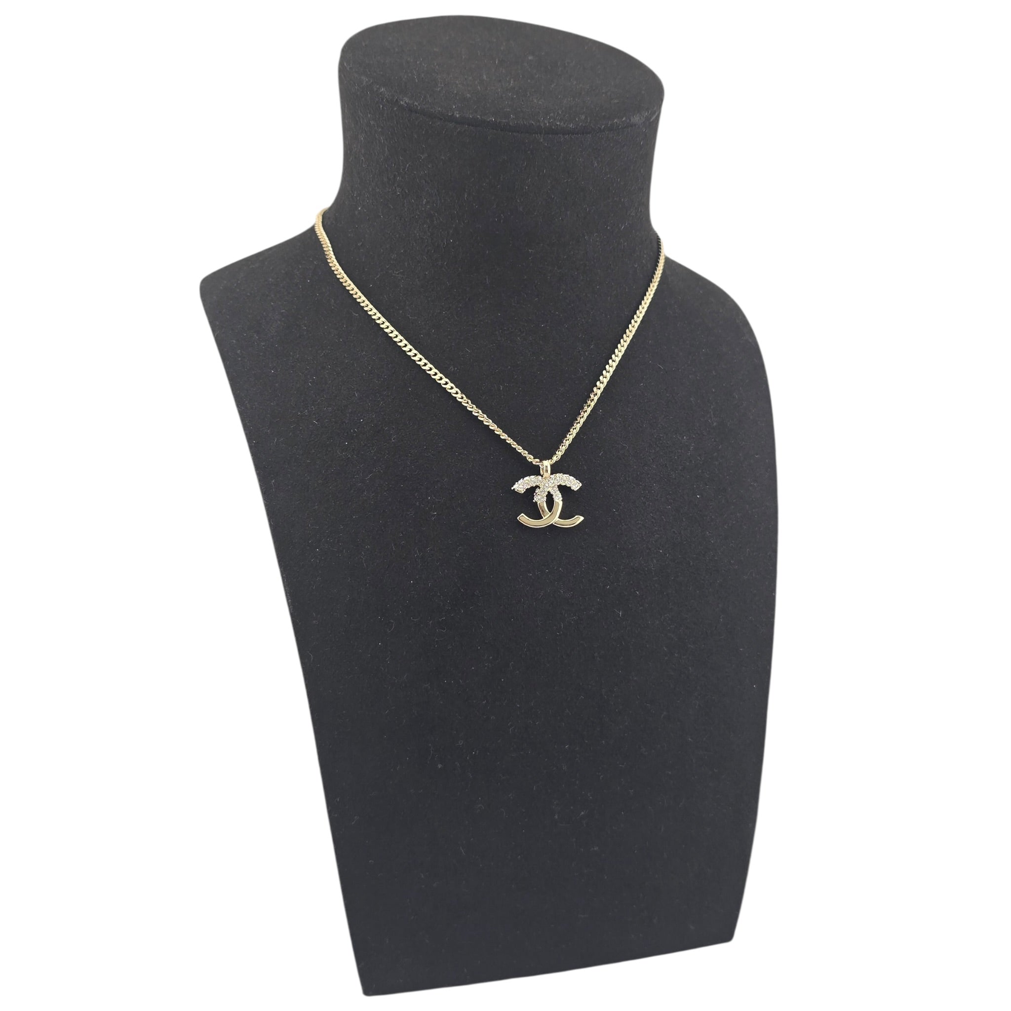 Chanel CC Crystal Pendant Gold Necklace 2022 CHANEL