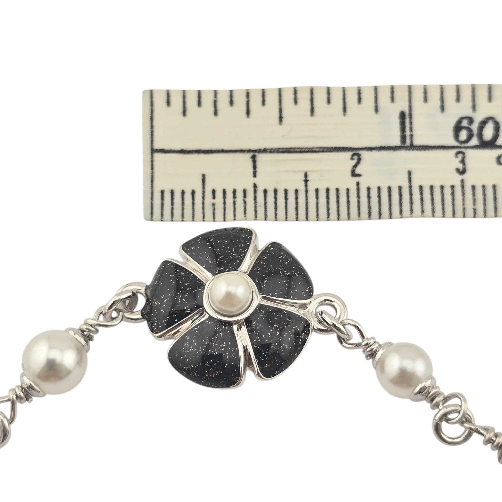 Chanel CC Black Enamel Camellia Pearl Pendant Necklace 2025 CHANEL