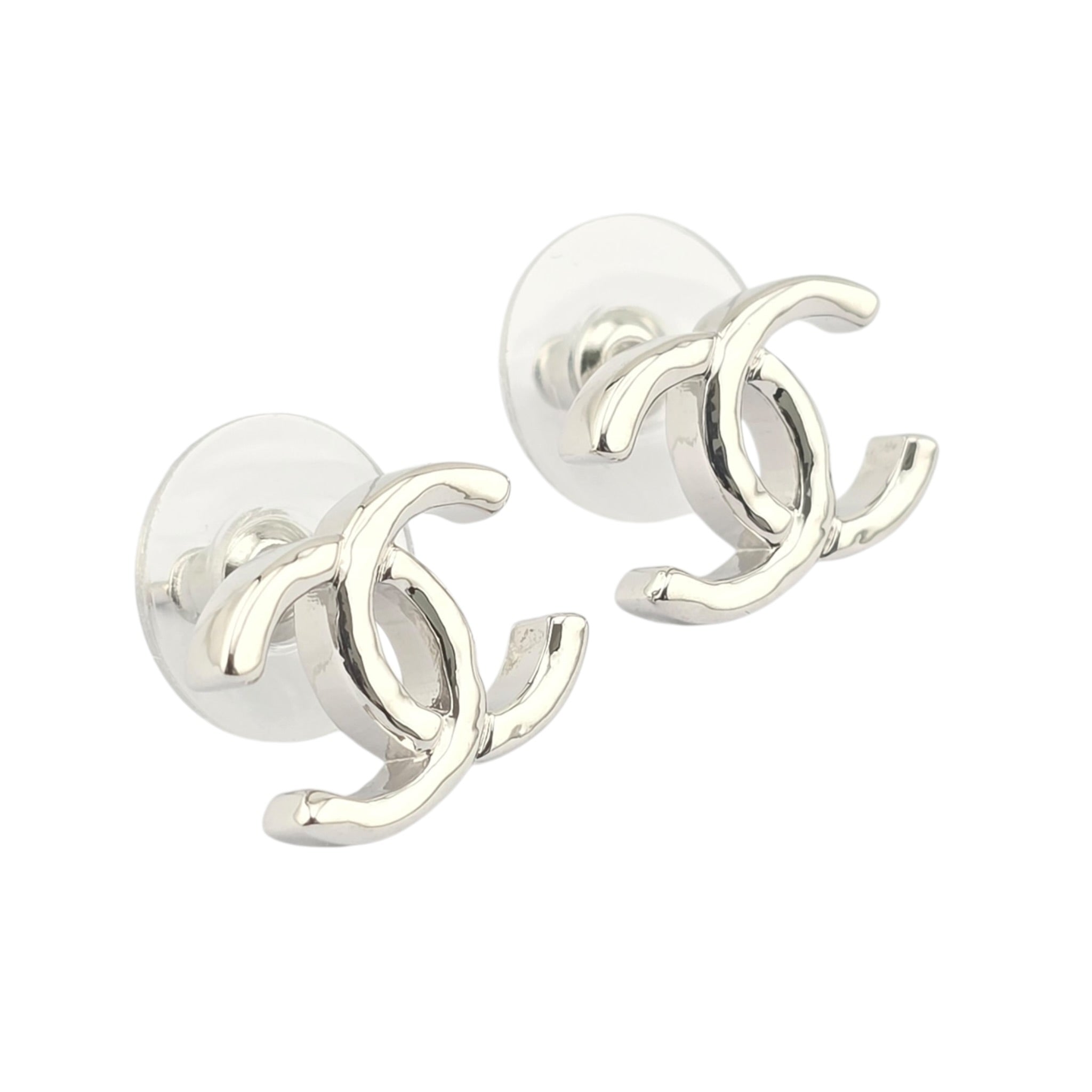 Chanel CC Silver Stud Earrings 2026 CHANEL