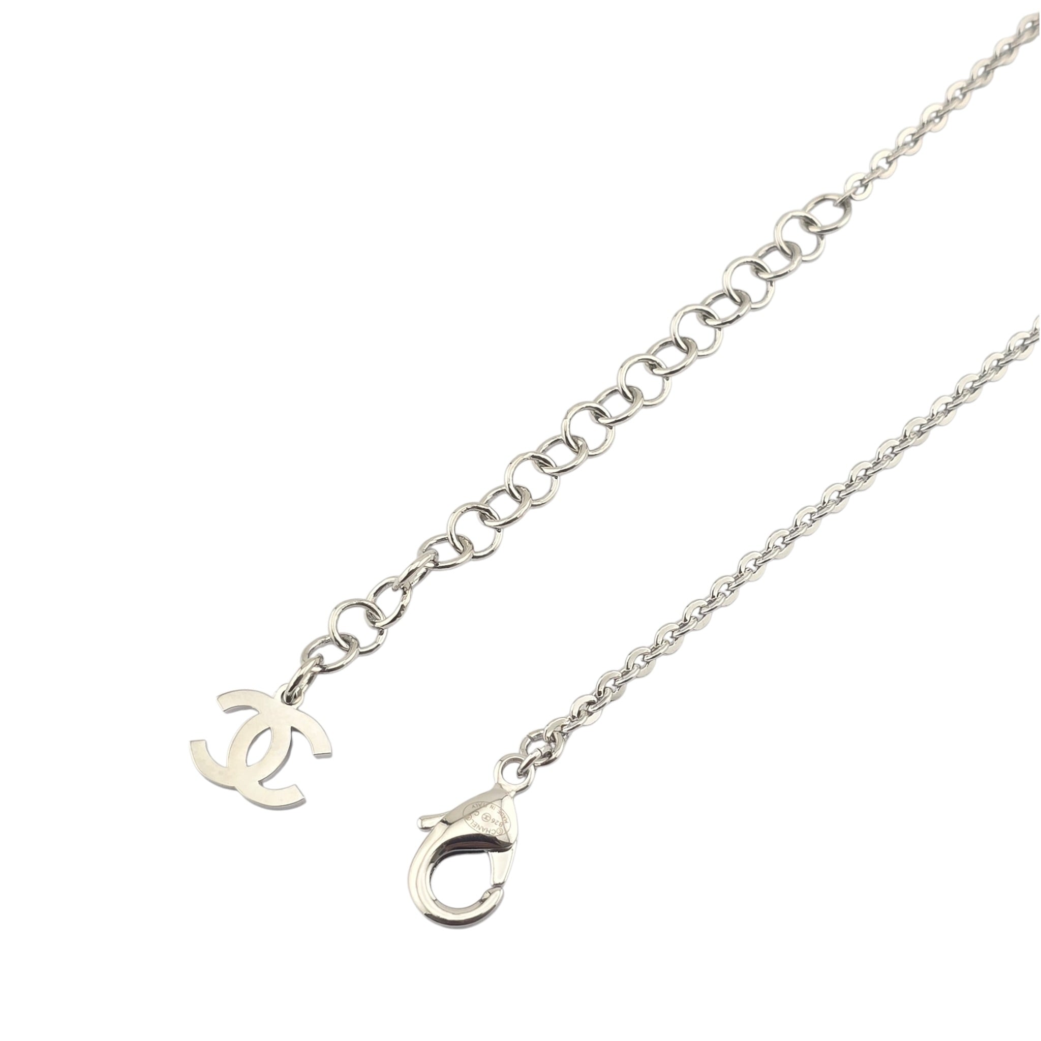 Chanel CC Black Camellia Flower Resin Denim Long Necklace 2026 CHANEL