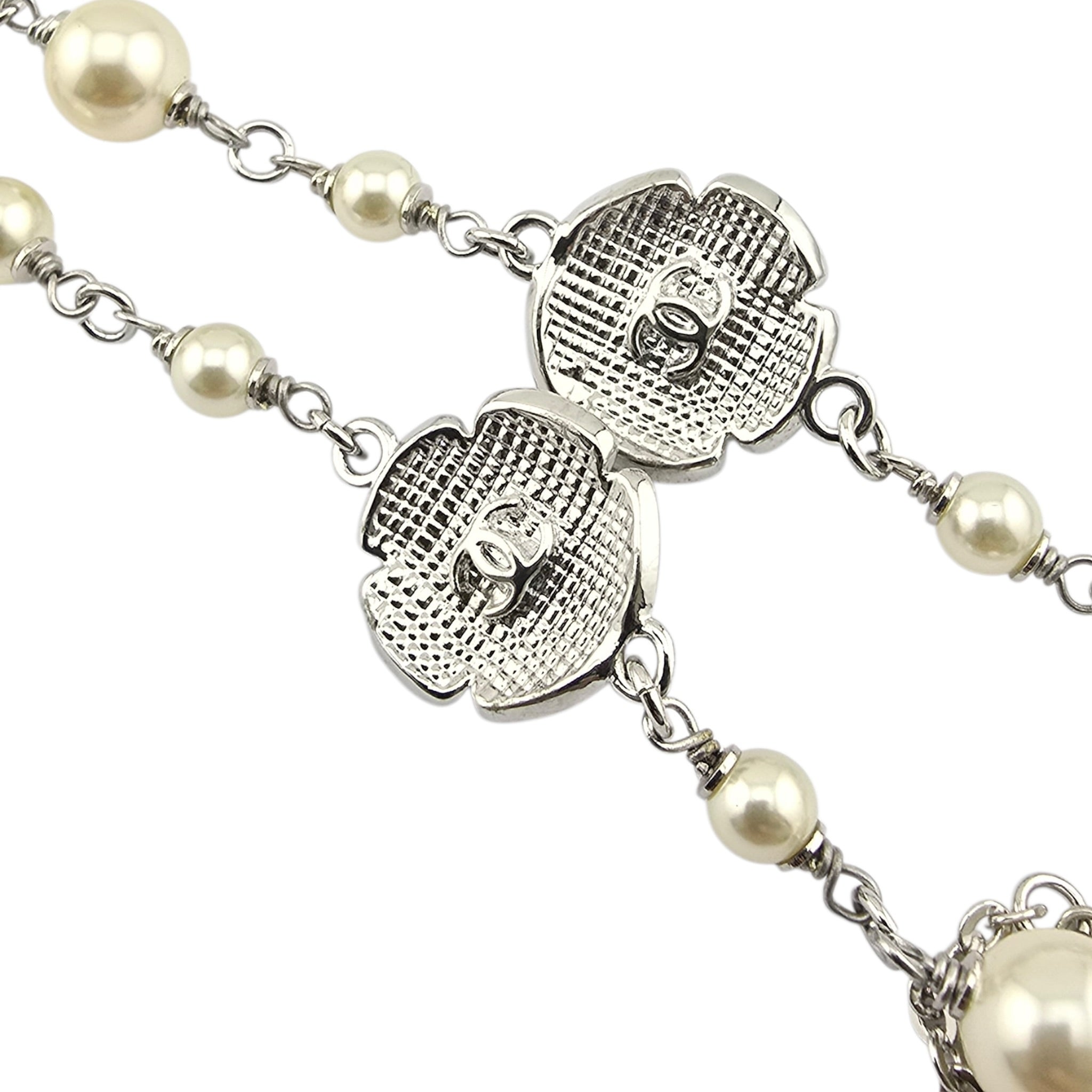 Chanel CC Black Camellia Flower Resin Denim Long Necklace 2026 CHANEL