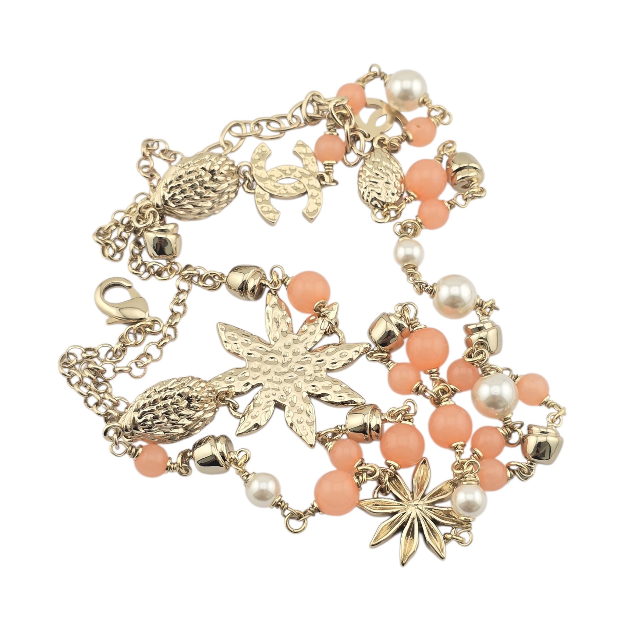 Chanel CC Flower Resin Faux Pearl Long Necklace 2026 CHANEL