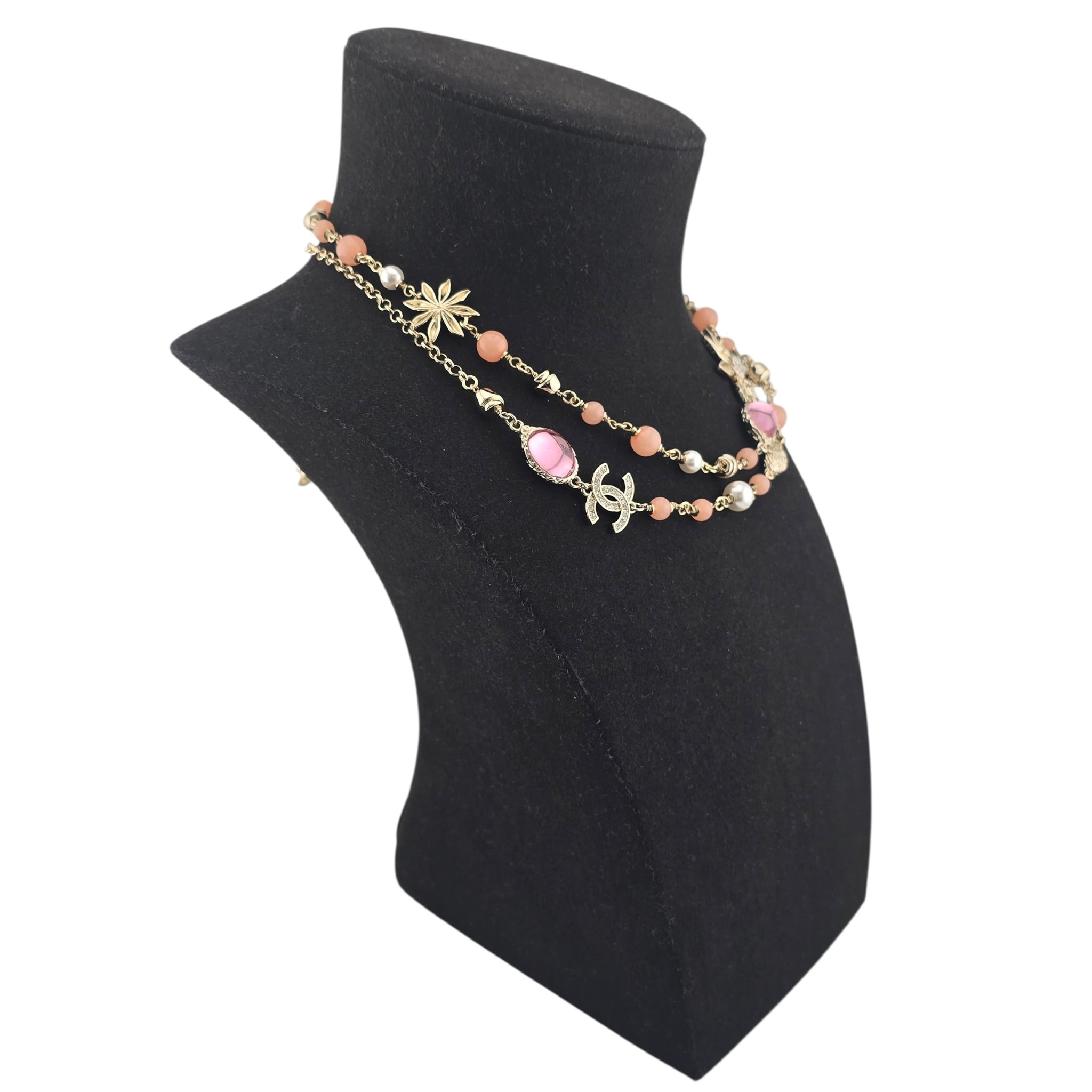 Chanel CC Flower Resin Faux Pearl Long Necklace 2026 CHANEL