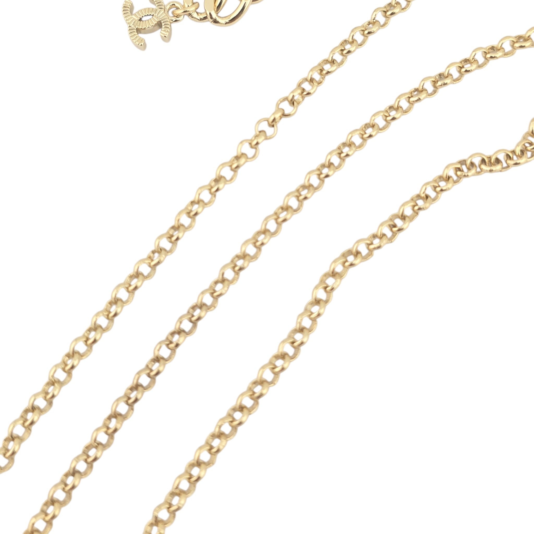 Chanel CC Long Gold Faux Pearl 3 Row Necklace 2024 CHANEL