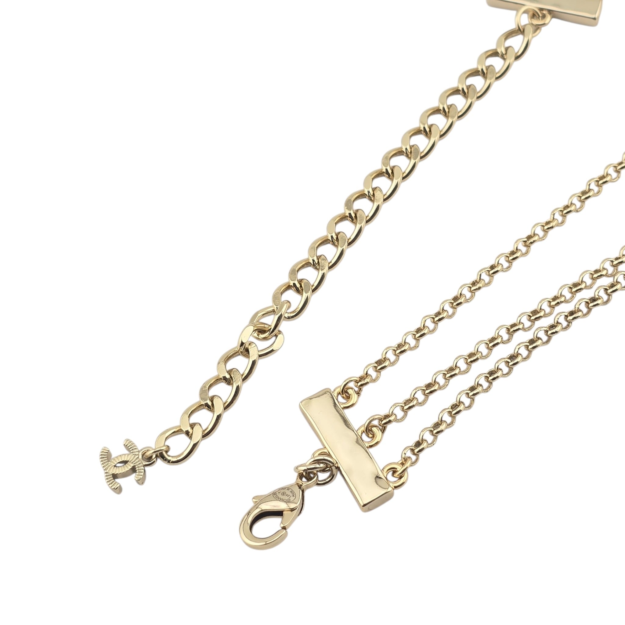 Chanel CC Long Gold Faux Pearl 3 Row Necklace 2024 CHANEL