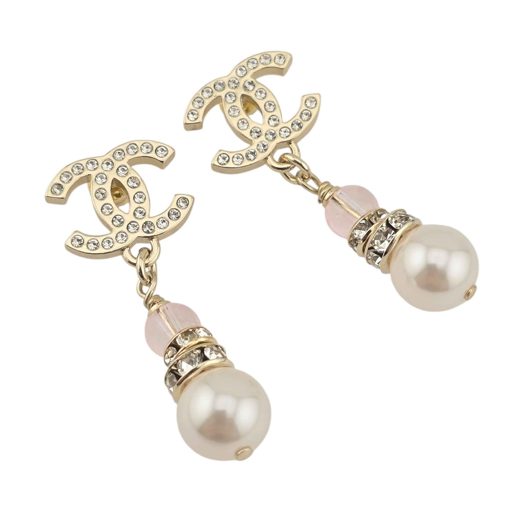 Chanel CC Faux Pearl Pink Drop Earrings 2026 CHANEL