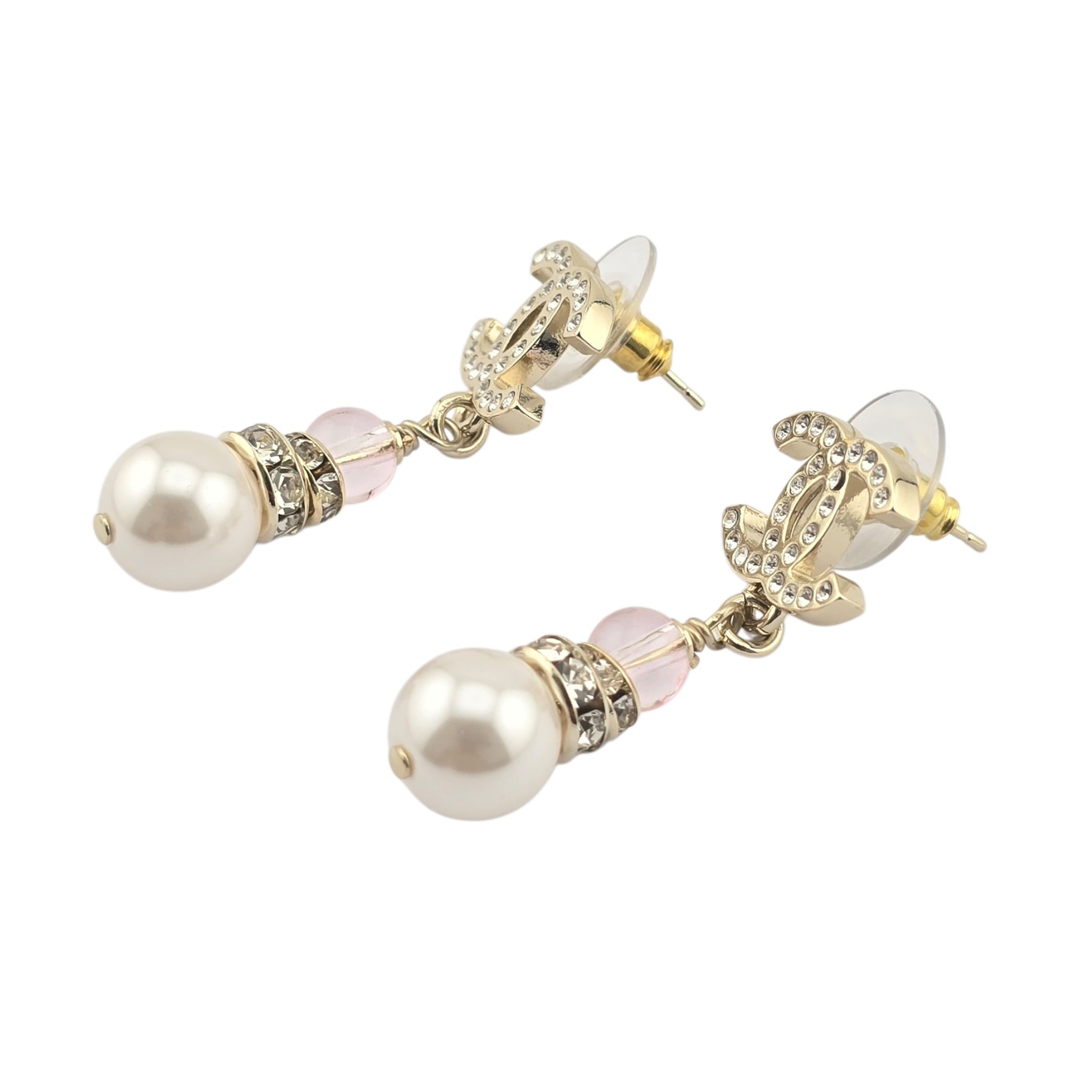 Chanel CC Faux Pearl Pink Drop Earrings 2026 CHANEL