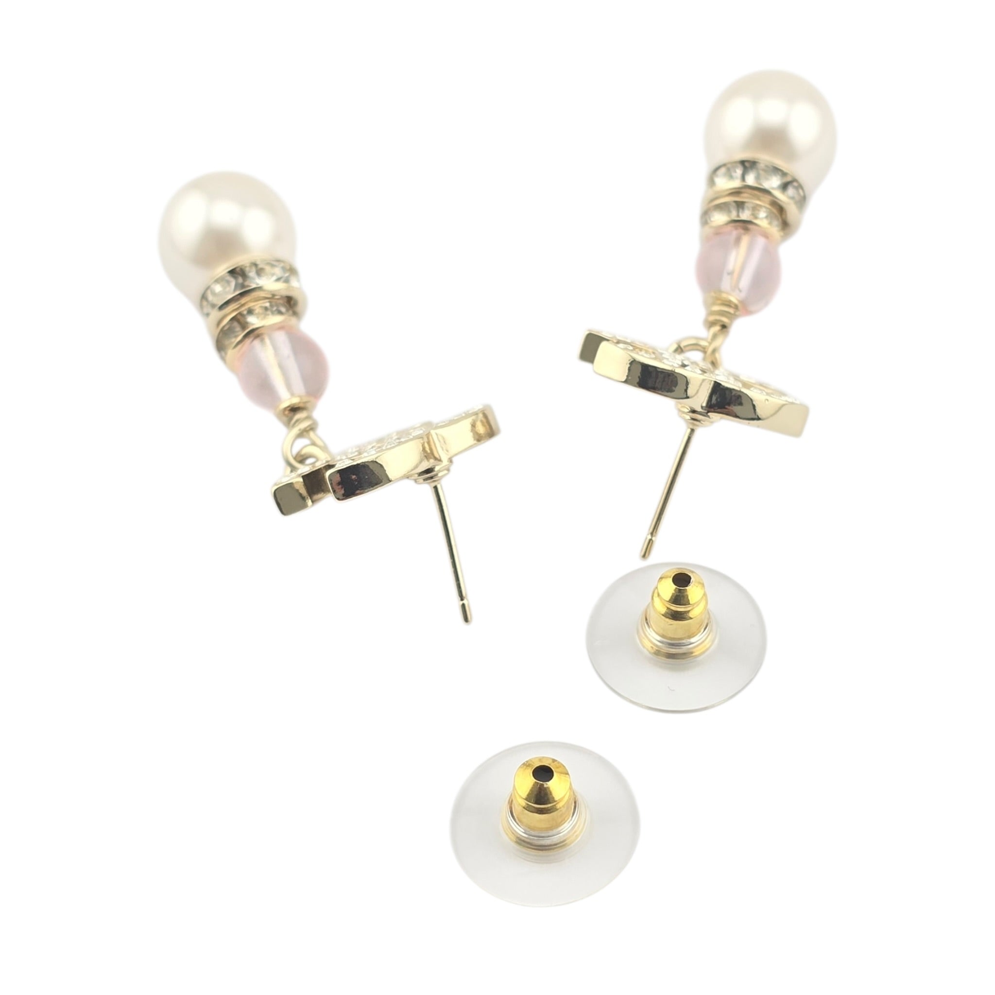 Chanel CC Faux Pearl Pink Drop Earrings 2026 CHANEL