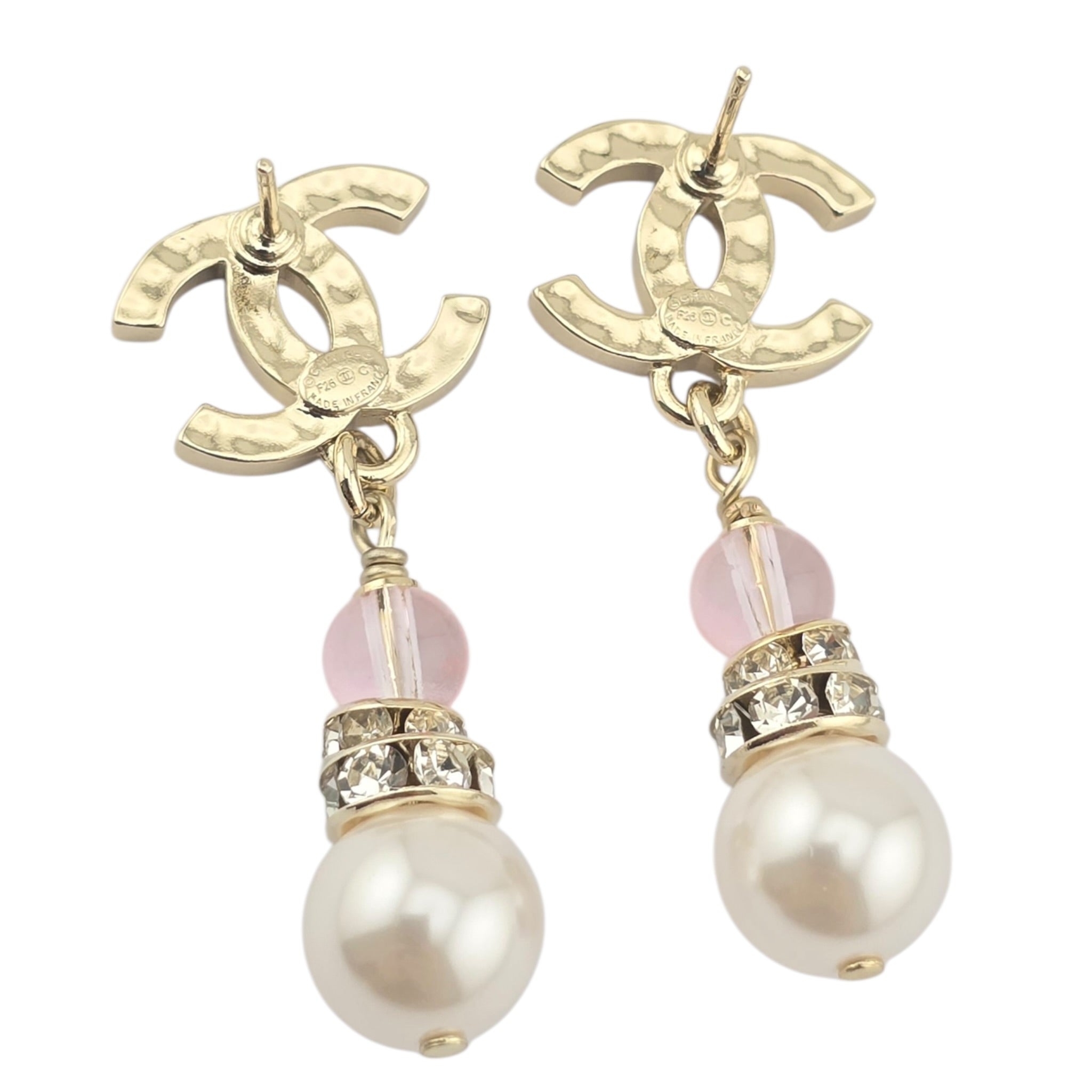 Chanel CC Faux Pearl Pink Drop Earrings 2026 CHANEL