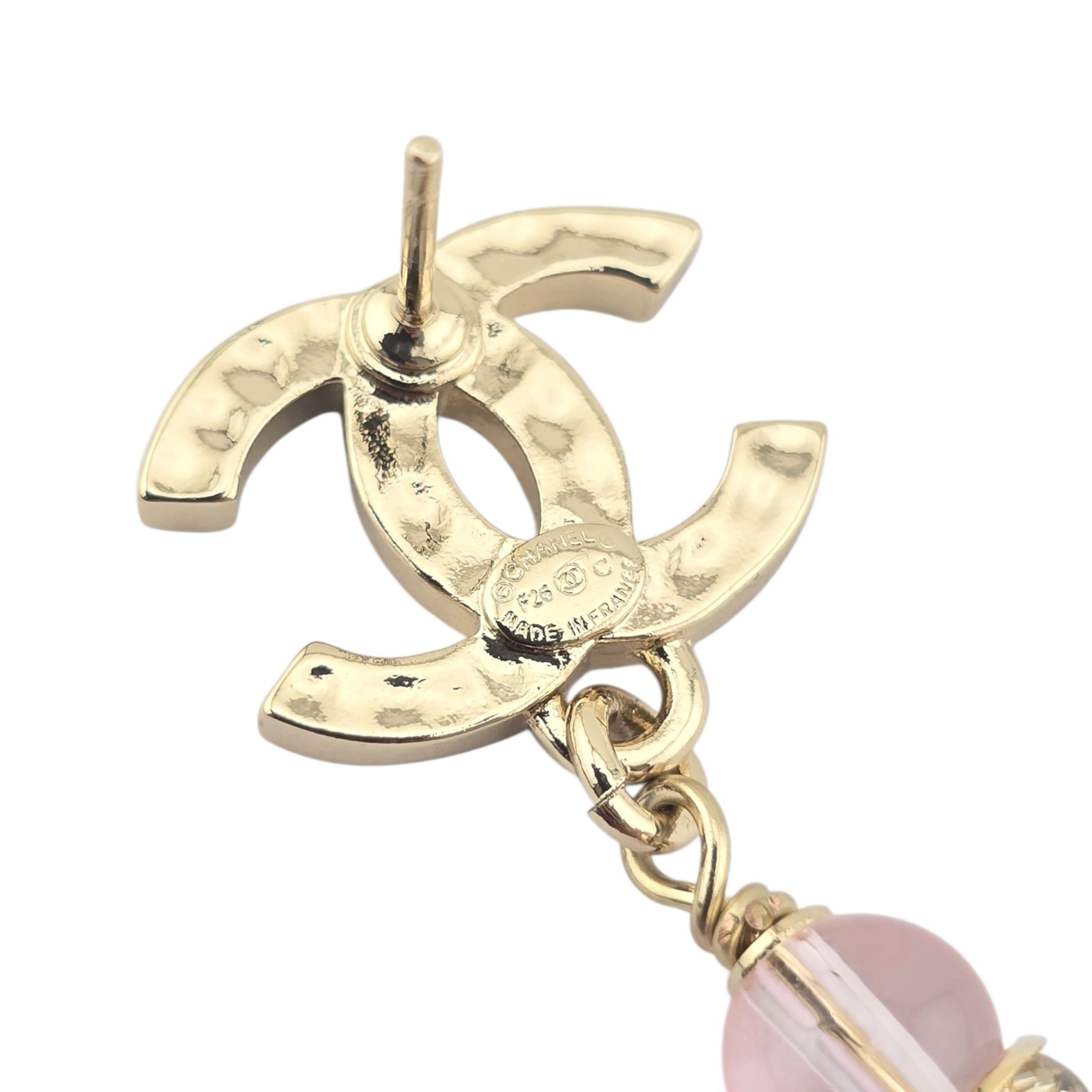 Chanel CC Faux Pearl Pink Drop Earrings 2026 CHANEL
