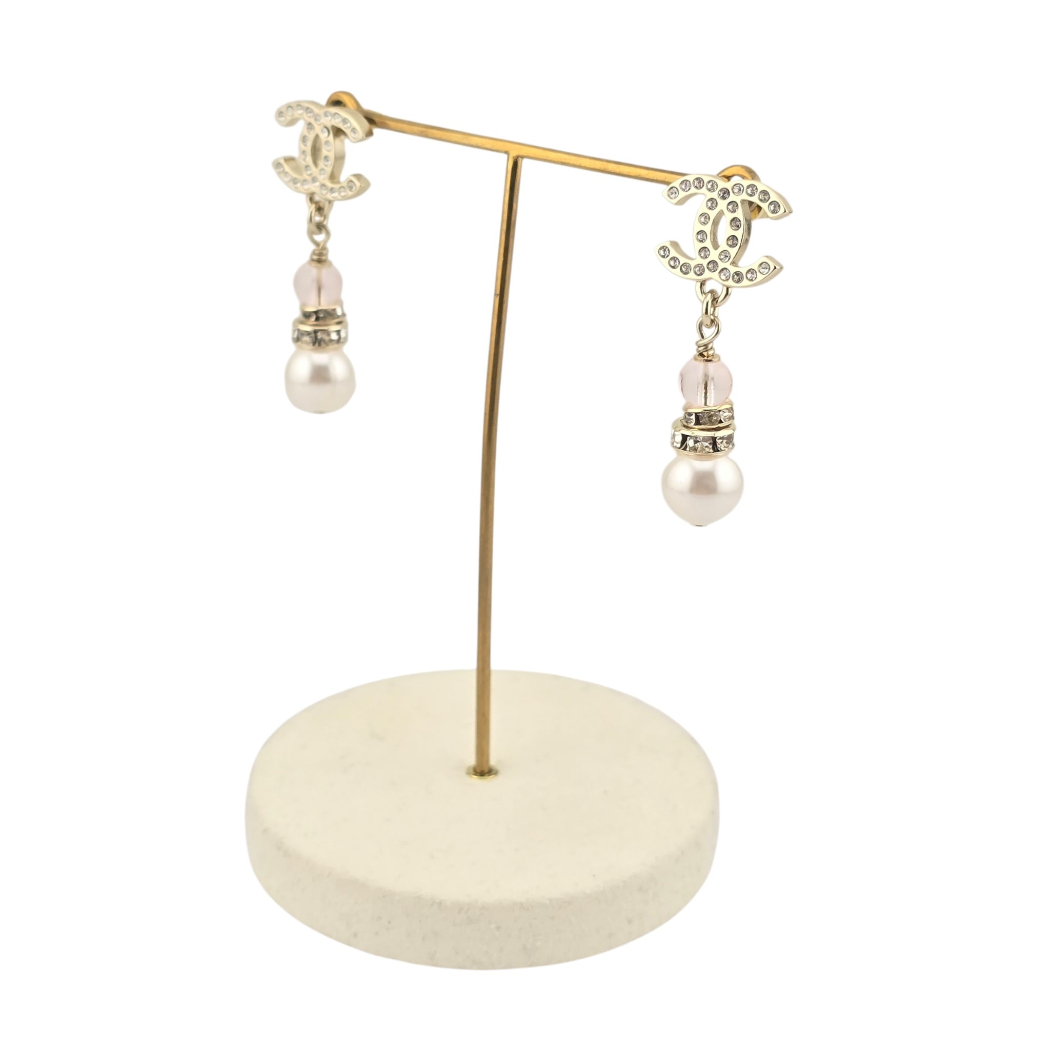 Chanel CC Faux Pearl Pink Drop Earrings 2026 CHANEL