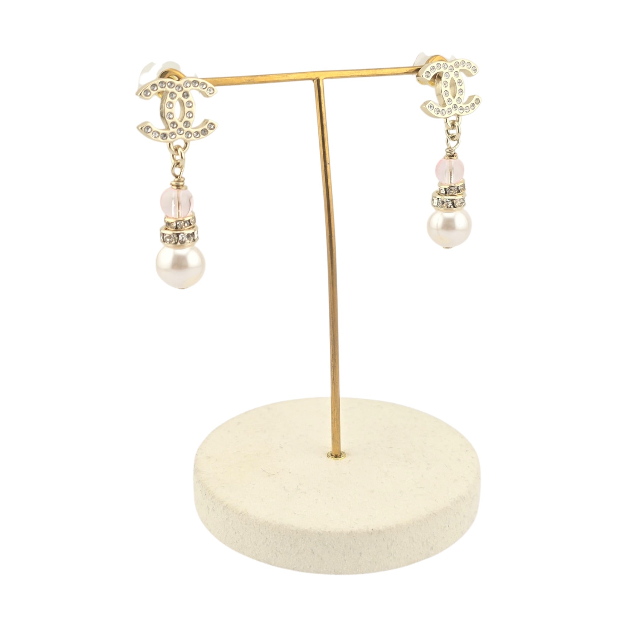 Chanel CC Faux Pearl Pink Drop Earrings 2026 CHANEL