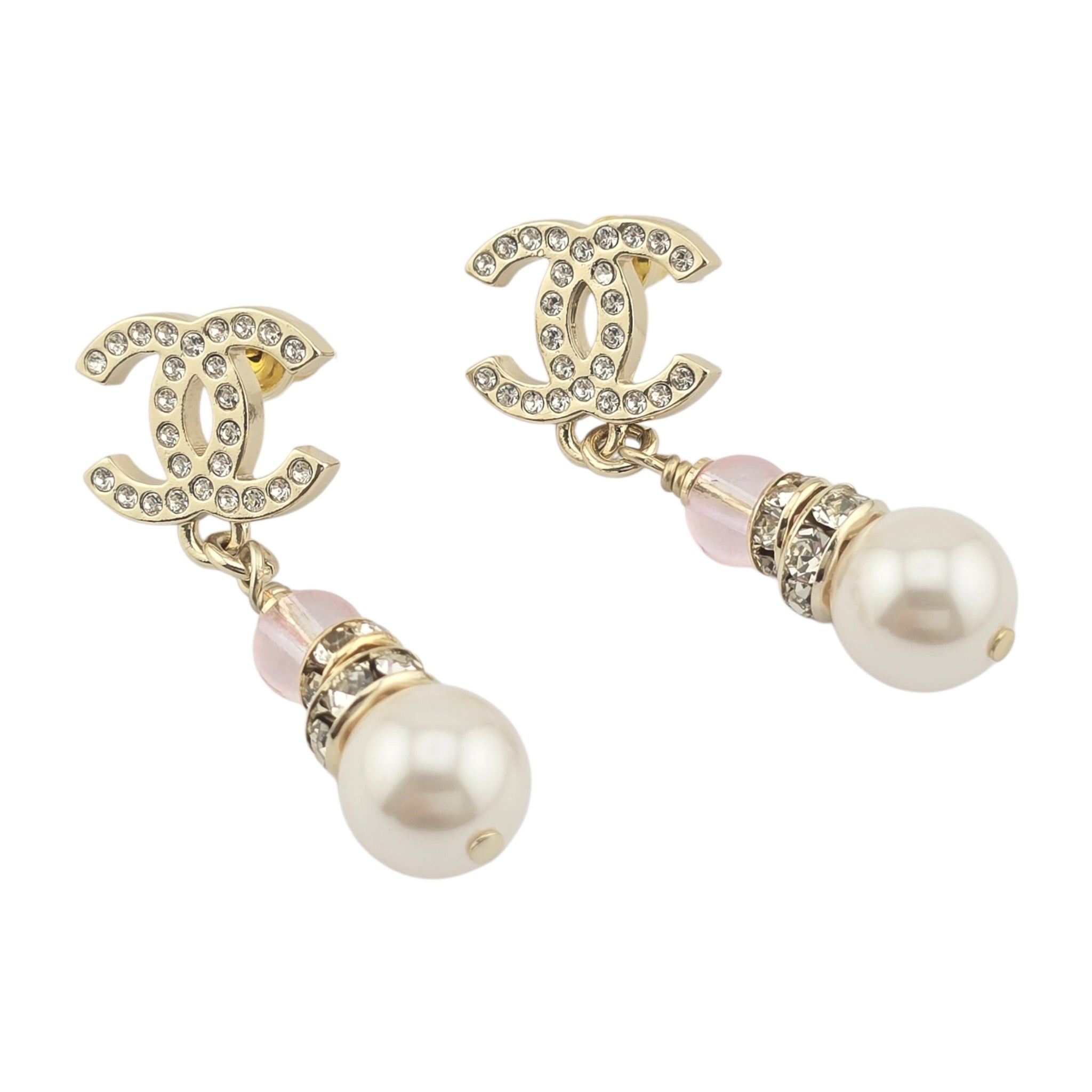 Chanel CC Faux Pearl Pink Drop Earrings 2026 CHANEL