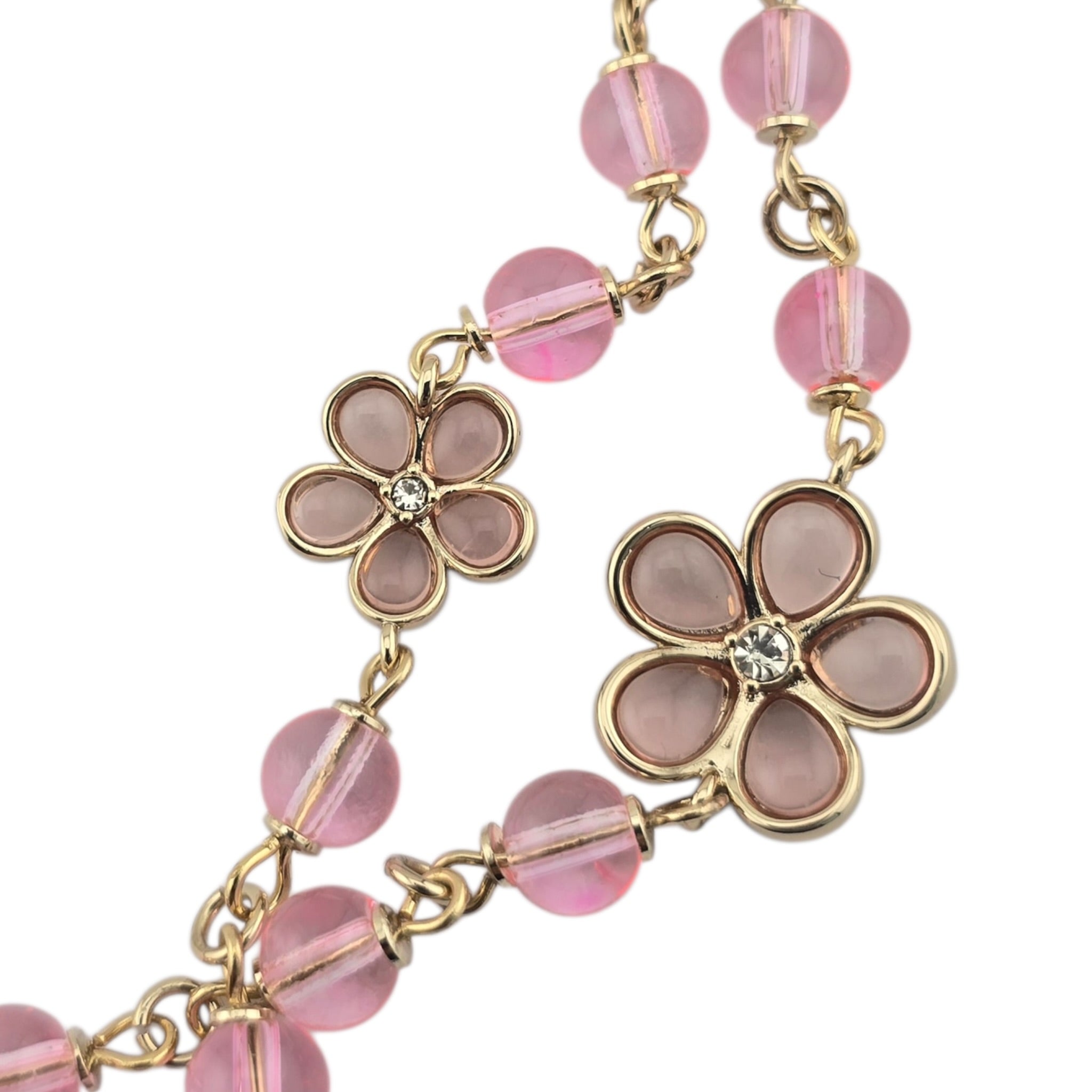 Chanel CC Pink Bead Long Gold Necklace 2026 CHANEL