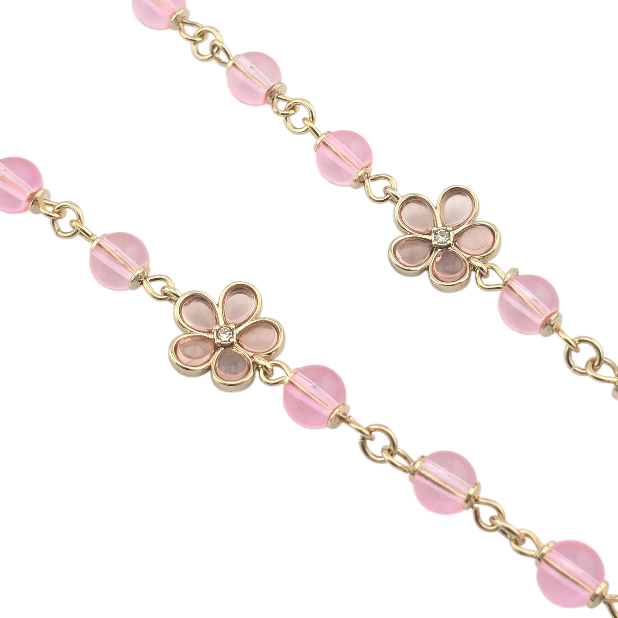 Chanel CC Pink Bead Long Gold Necklace 2026 CHANEL