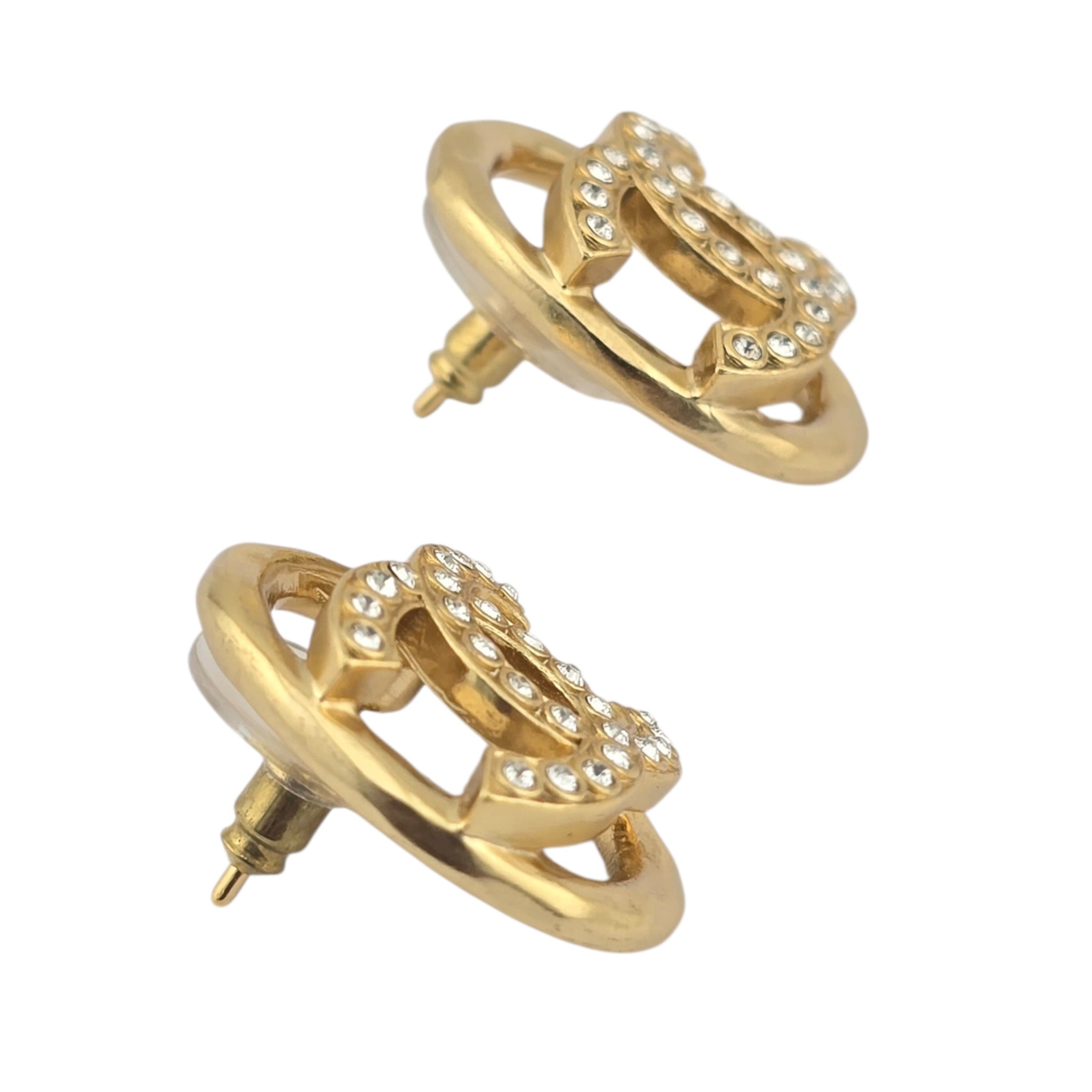 Chanel CC Gold Crystal Oval Earrings 2022 CHANEL
