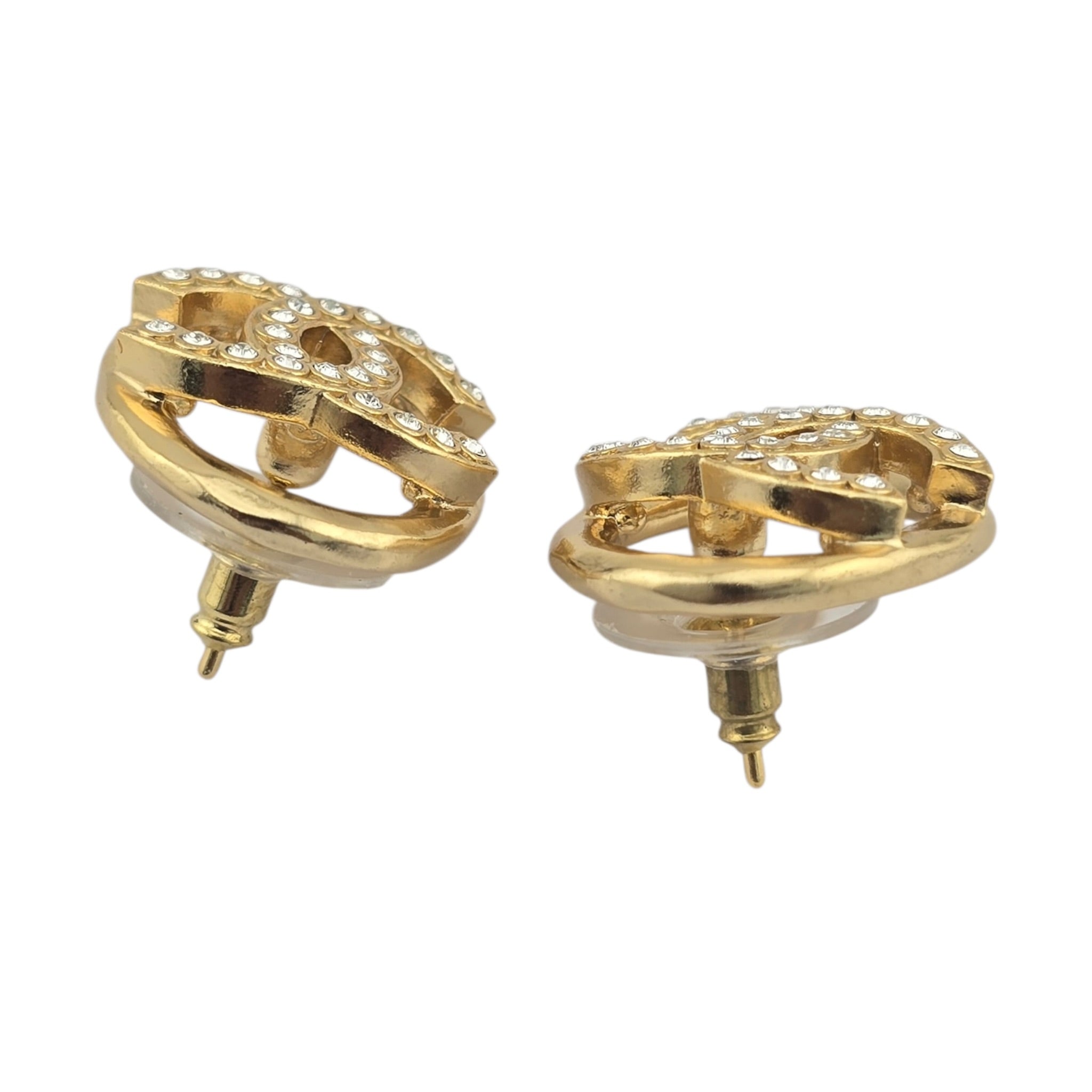 Chanel CC Gold Crystal Oval Earrings 2022 CHANEL