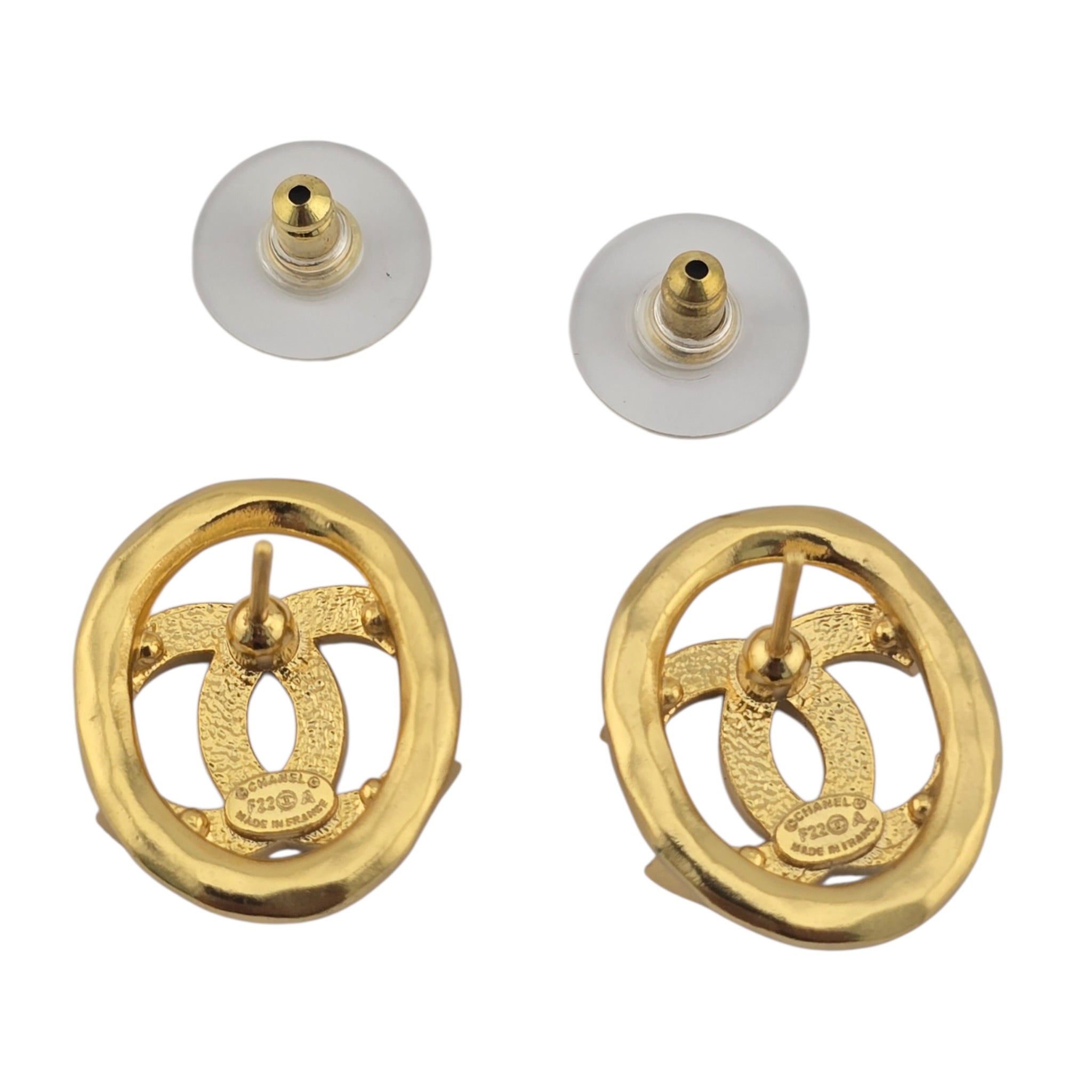 Chanel CC Gold Crystal Oval Earrings 2022 CHANEL