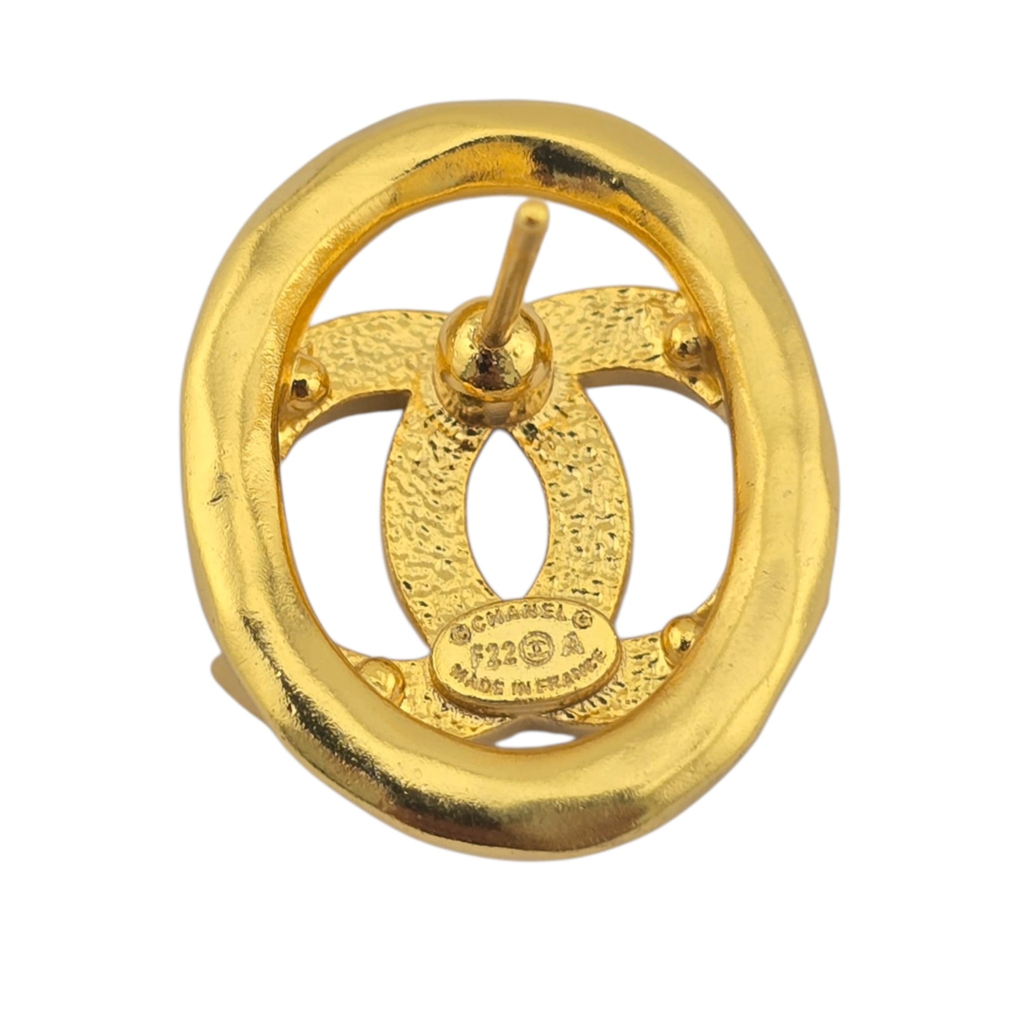 Chanel CC Gold Crystal Oval Earrings 2022 CHANEL