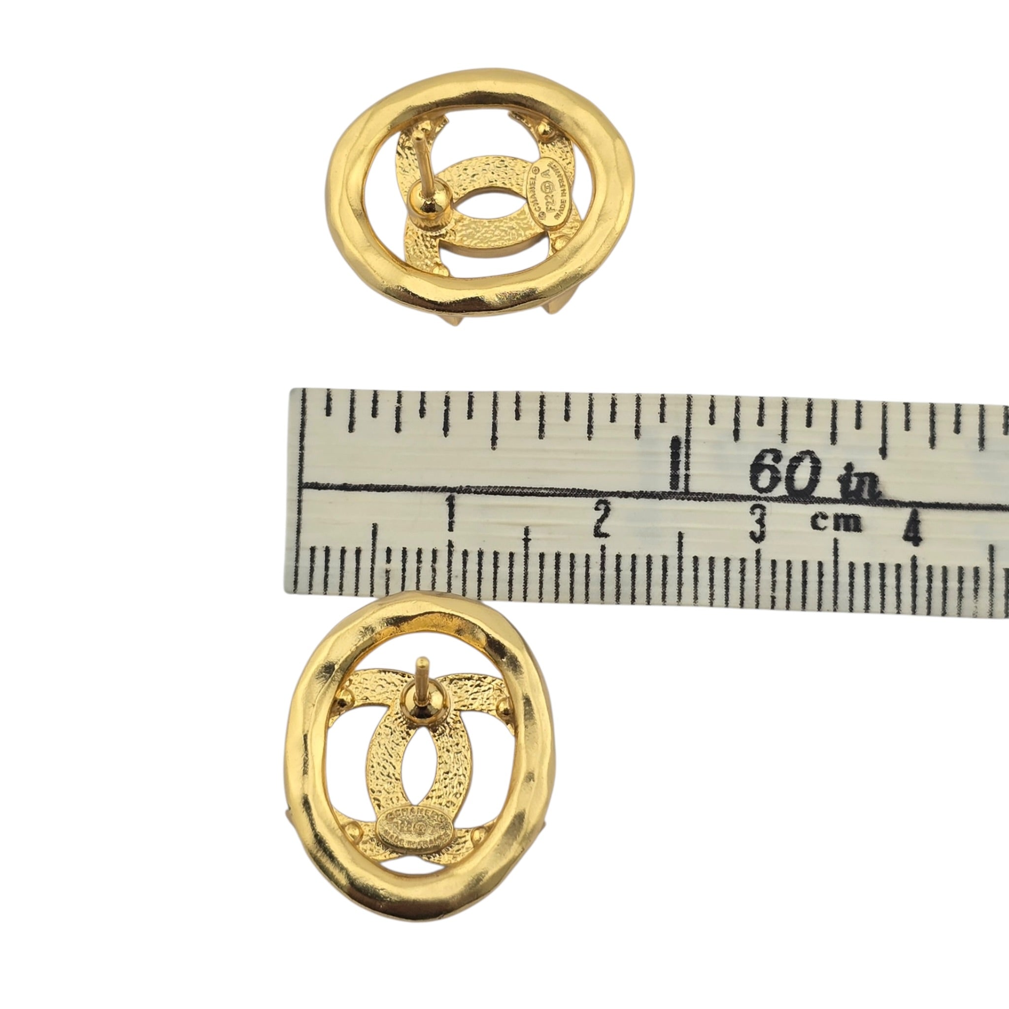 Chanel CC Gold Crystal Oval Earrings 2022 CHANEL
