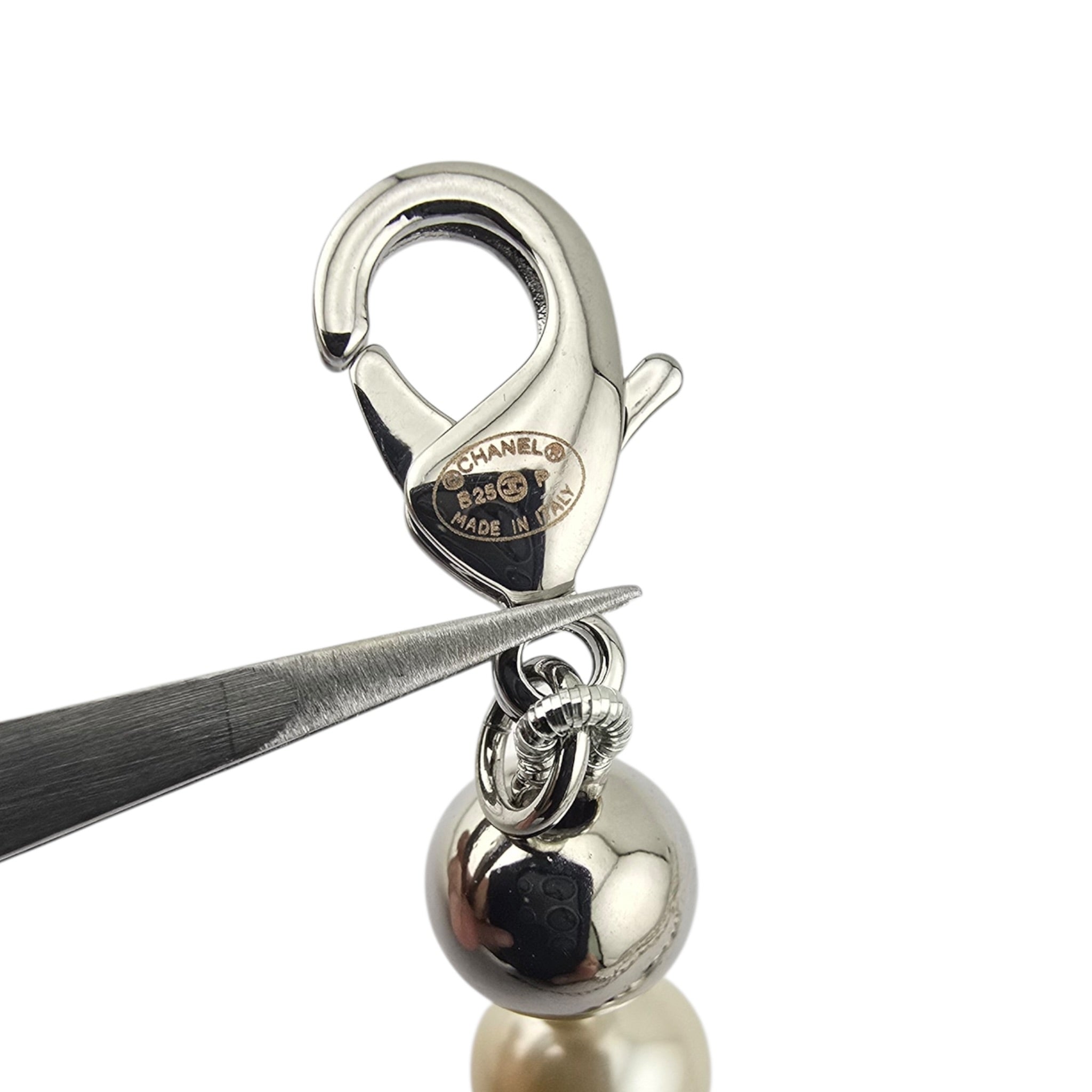 Chanel CC Faux Pearl Silver Long Necklace 2025 CHANEL